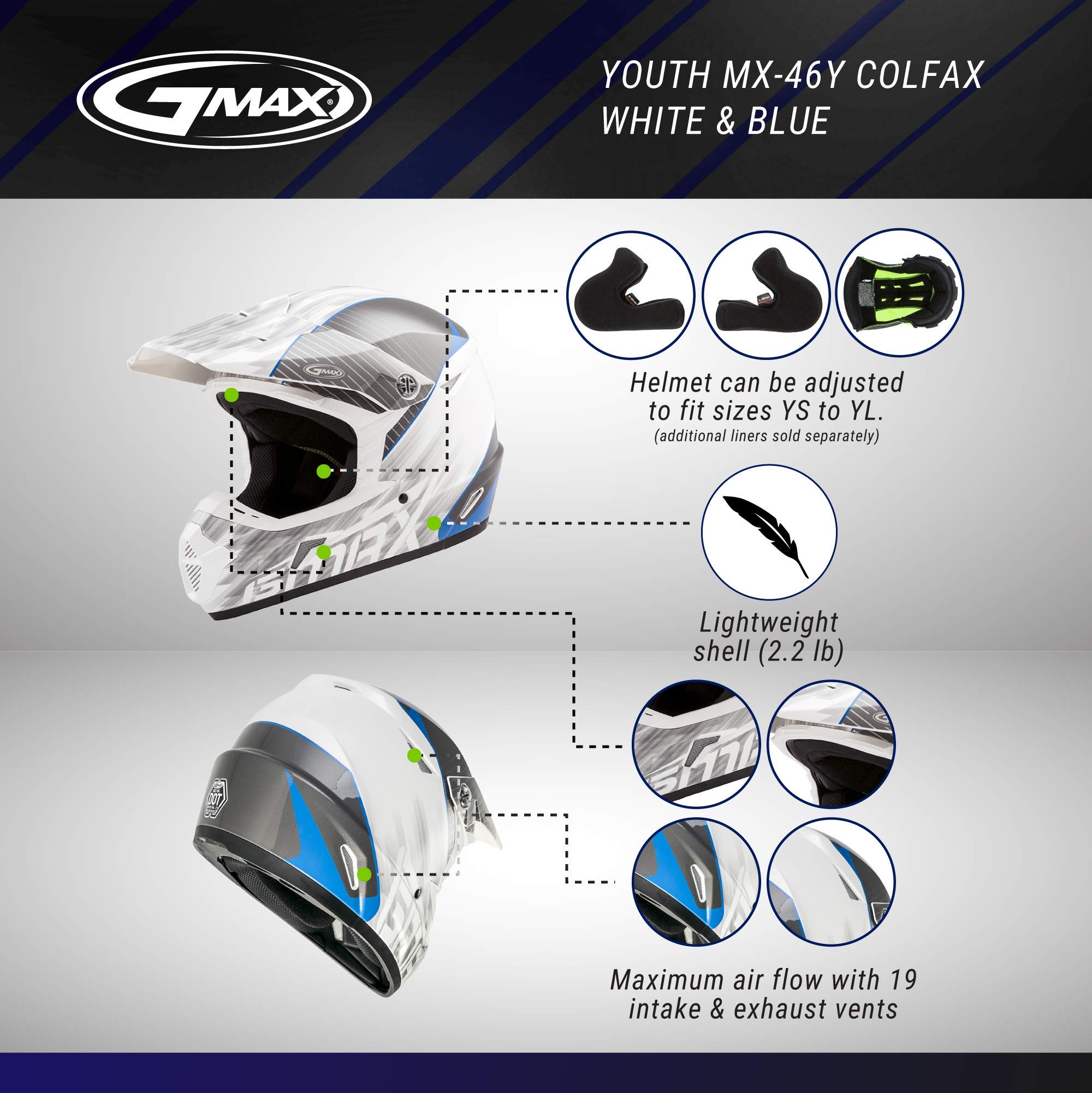 Gmax G3463240 Full Face Motorcycle Helmet - DOT Approved for Safety - Lightweight & Comfortable for Street Bikes, Cruisers & Racing - Perfect for Commuting, Touring & Track Days