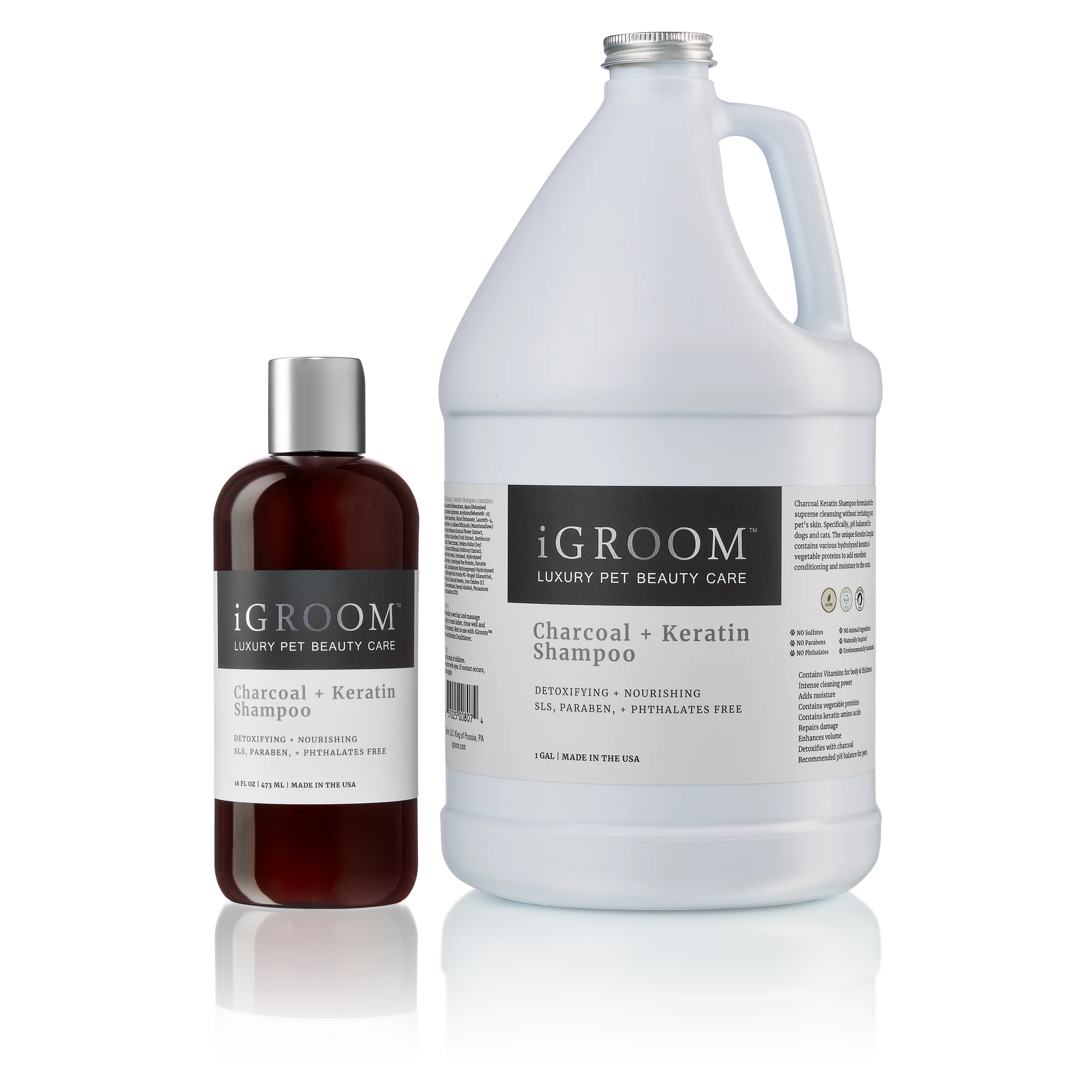 iGROOM Charcoal & Keratin Shampoo for Men - Deep Cleansing & Hair Repair (8oz & 16oz) - Perfect for Daily Use & Damaged Hair Care