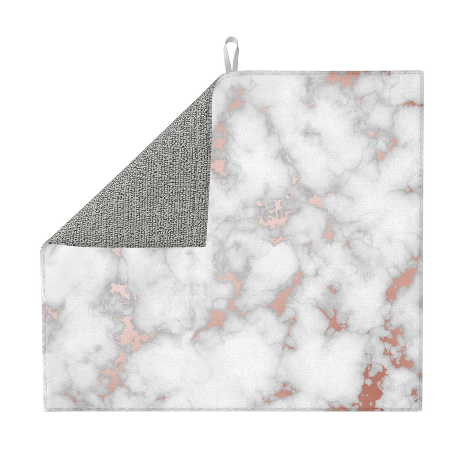 Premium White Marble & Rose Gold Dish Drying Mat - 16