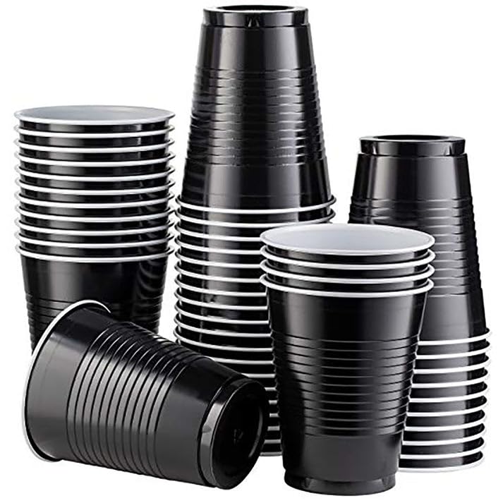 Hanna K. Signature 18 oz Black Plastic Cups - Durable & Stylish for Parties, Picnics, and Outdoor Events