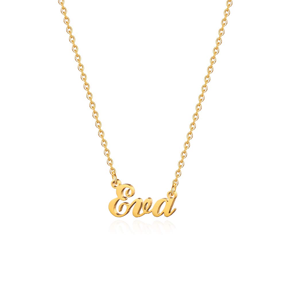 18K Gold Plated Personalized Name Necklace for Women & Girls - Custom Monogram Necklace with Name Plate - Perfect Gift for Birthday, Anniversary & Valentine's Day