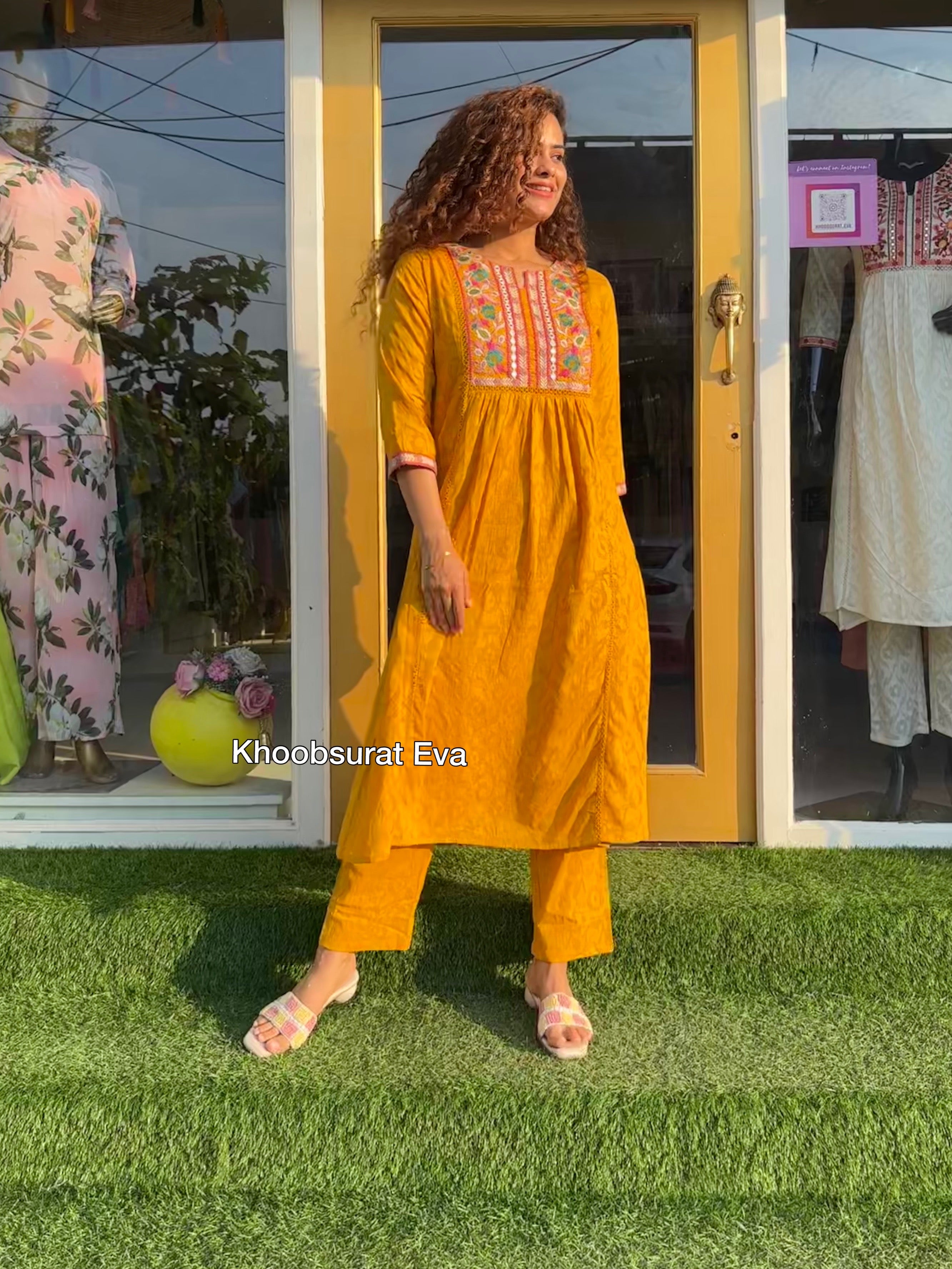 Stylish Yellow Embroidered Cotton Coord Set for Women - Perfect for Summer Outfits, Beach Vacations & Casual Wear