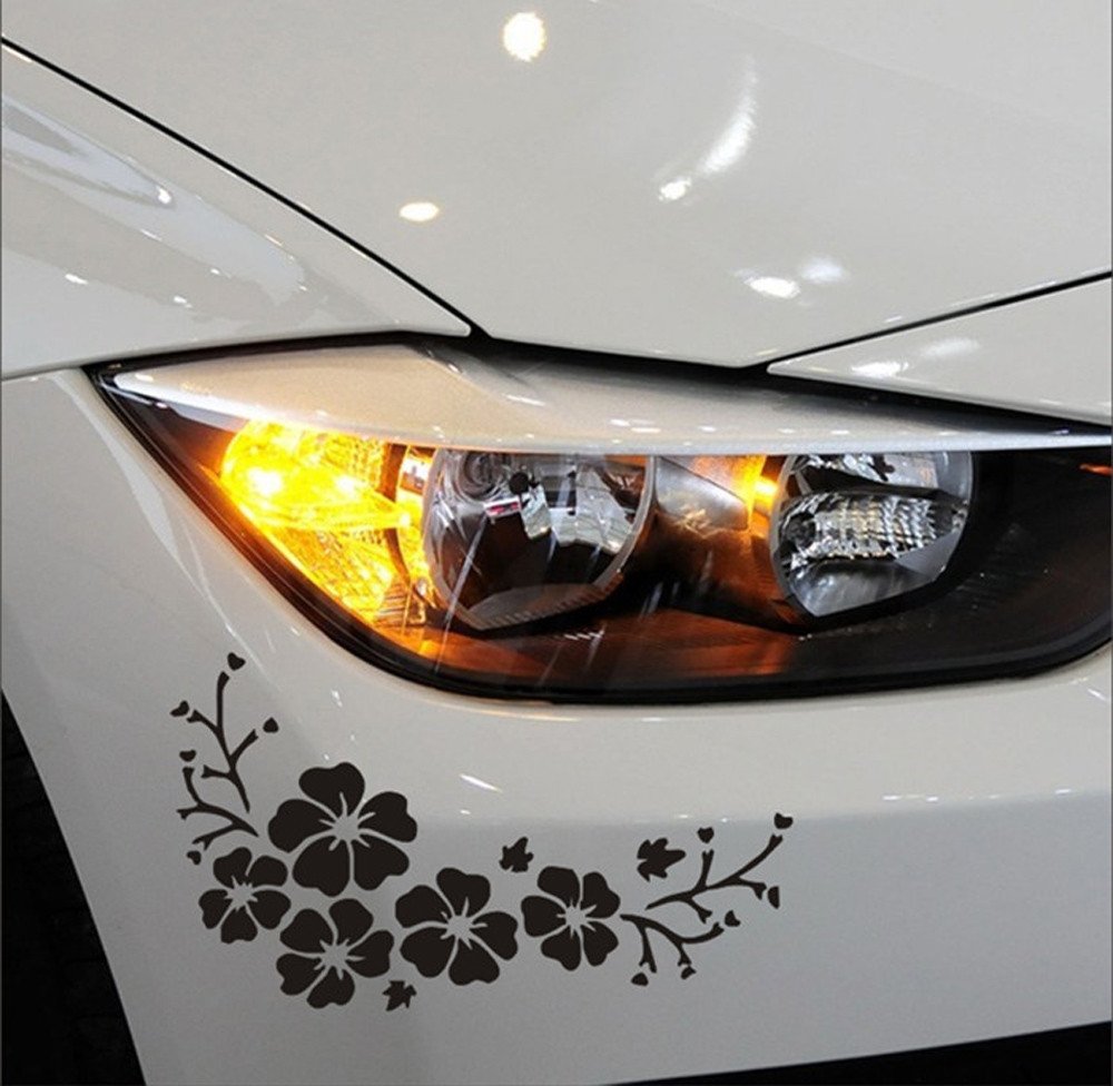 Black Flower Car Vinyl Window Decal Sticker - Removable Car Magnet Decal for Vehicle Decoration - Perfect for Car Windows, Laptops & DIY Crafts