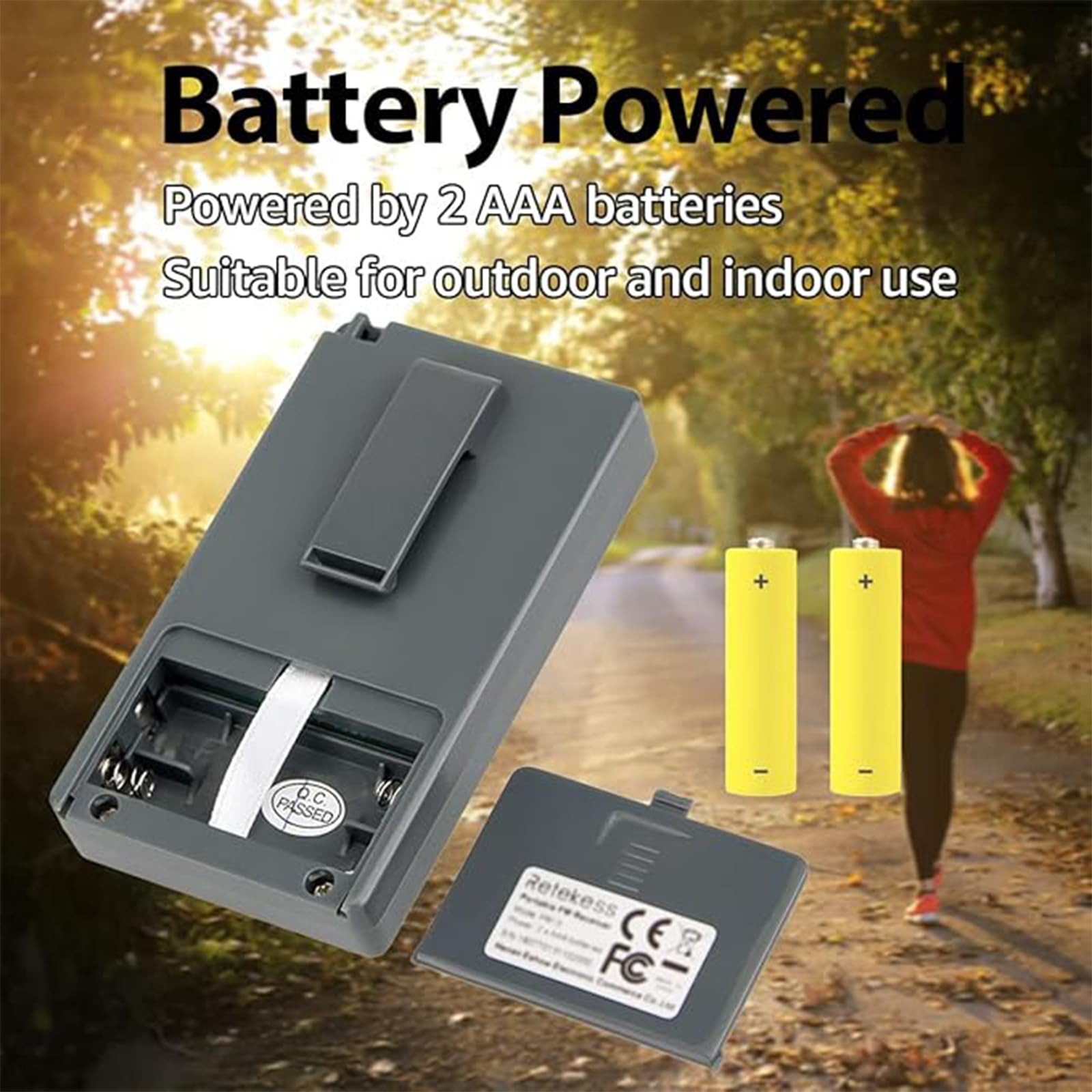 Retekess PR13 Portable FM Radio - Pocket-Sized AAA Battery Powered Mini Stereo with Earphone & Lock Key - Perfect for Walking, Jogging, Lawn Mowing, Church, Tour Guide, Camping & Outdoor Activities (Pack of 1)