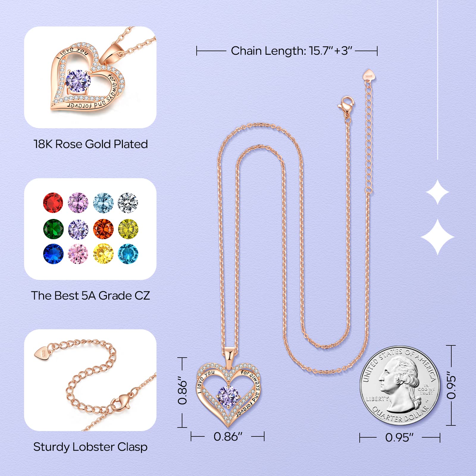 18K Rose Gold Necklaces for Women - Elegant Birthday Gifts for Wife, Girlfriend, Daughter | Perfect for Anniversary, Mother's Day, Christmas & Valentine's Day | Jewelry Gift for Special Occasions & Everyday Wear