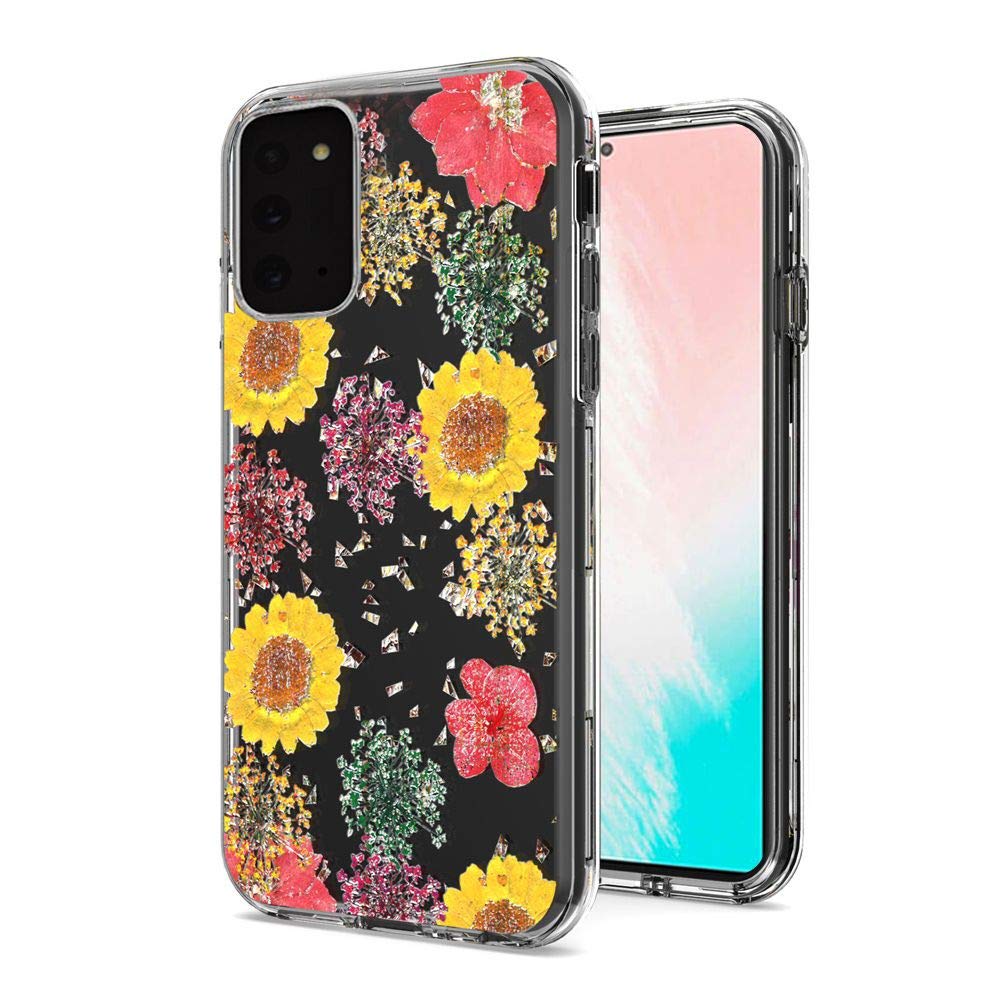 Floral Glitter Phone Case for Samsung Galaxy Note 20 - Botanical Design Protective Cover | Perfect for Everyday Use, Gift Giving & Style Protection
