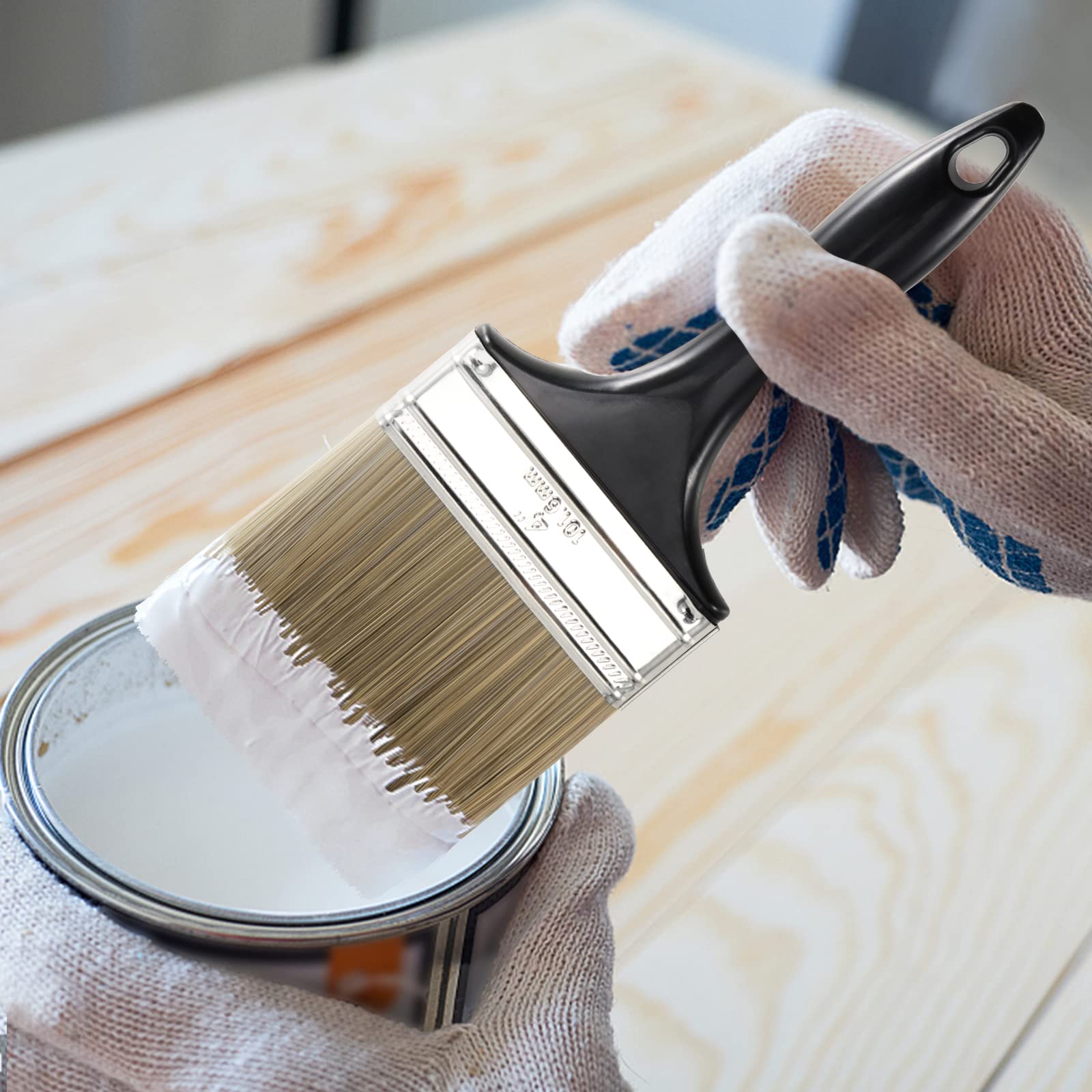 6 Pack 4 Inch Paint Brushes - Premium Polyester Bristle & Ergonomic Plastic Handle - Ideal for DIY Painting, Home Improvement, Furniture Refinishing, Fences, Deck & Wall Trim - Perfect for Indoor & Outdoor Projects