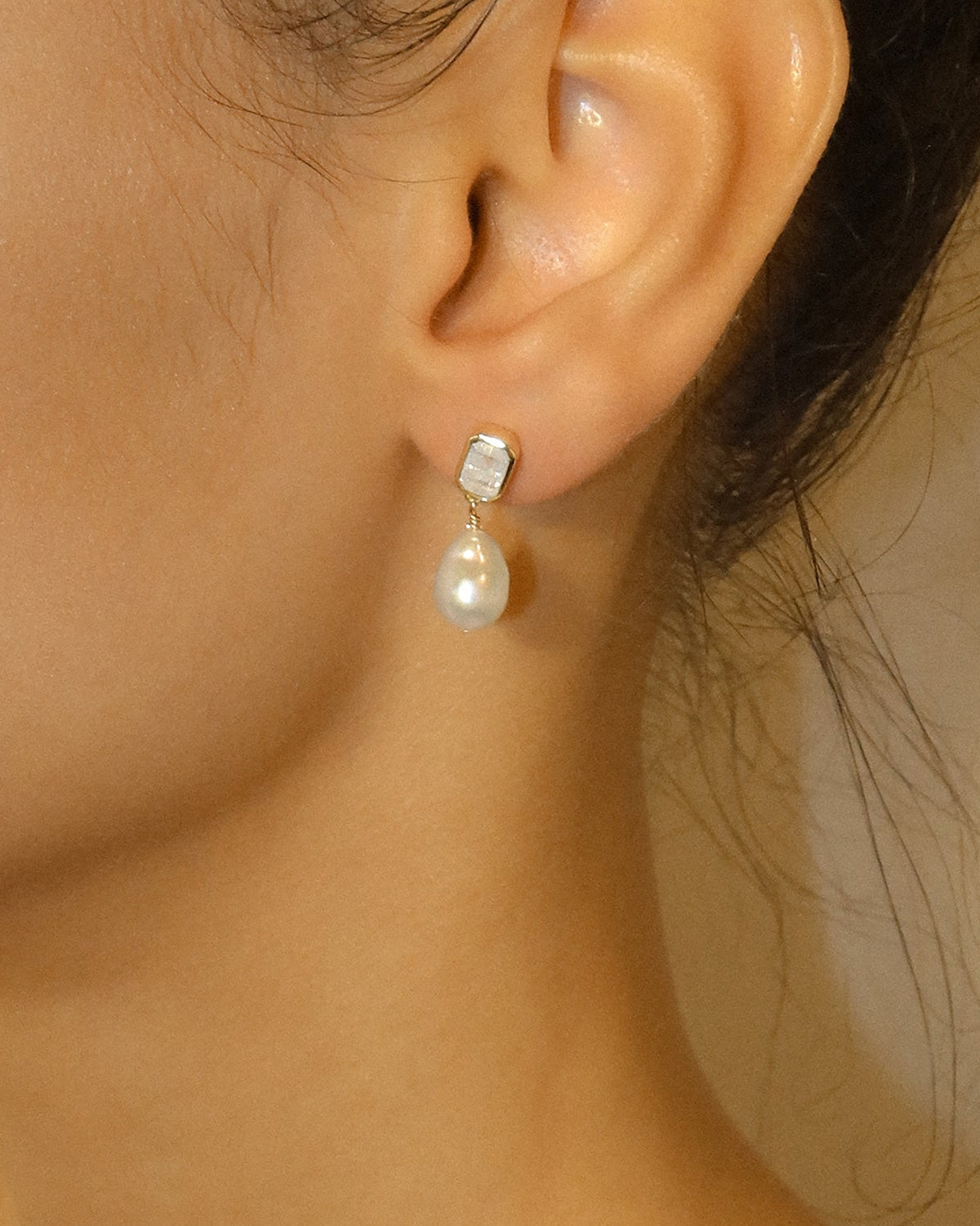 Moonstone Baroque Petite Drop Earrings - Elegant Vintage Dangle Jewelry for Women | Perfect for Weddings, Parties & Special Occasions