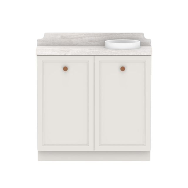 ADP Mabel Mini Freestanding Vanity with Cherry Pie Benchtop - Compact Bathroom Makeup Dressing Table for Small Spaces, Bedroom or Apartment