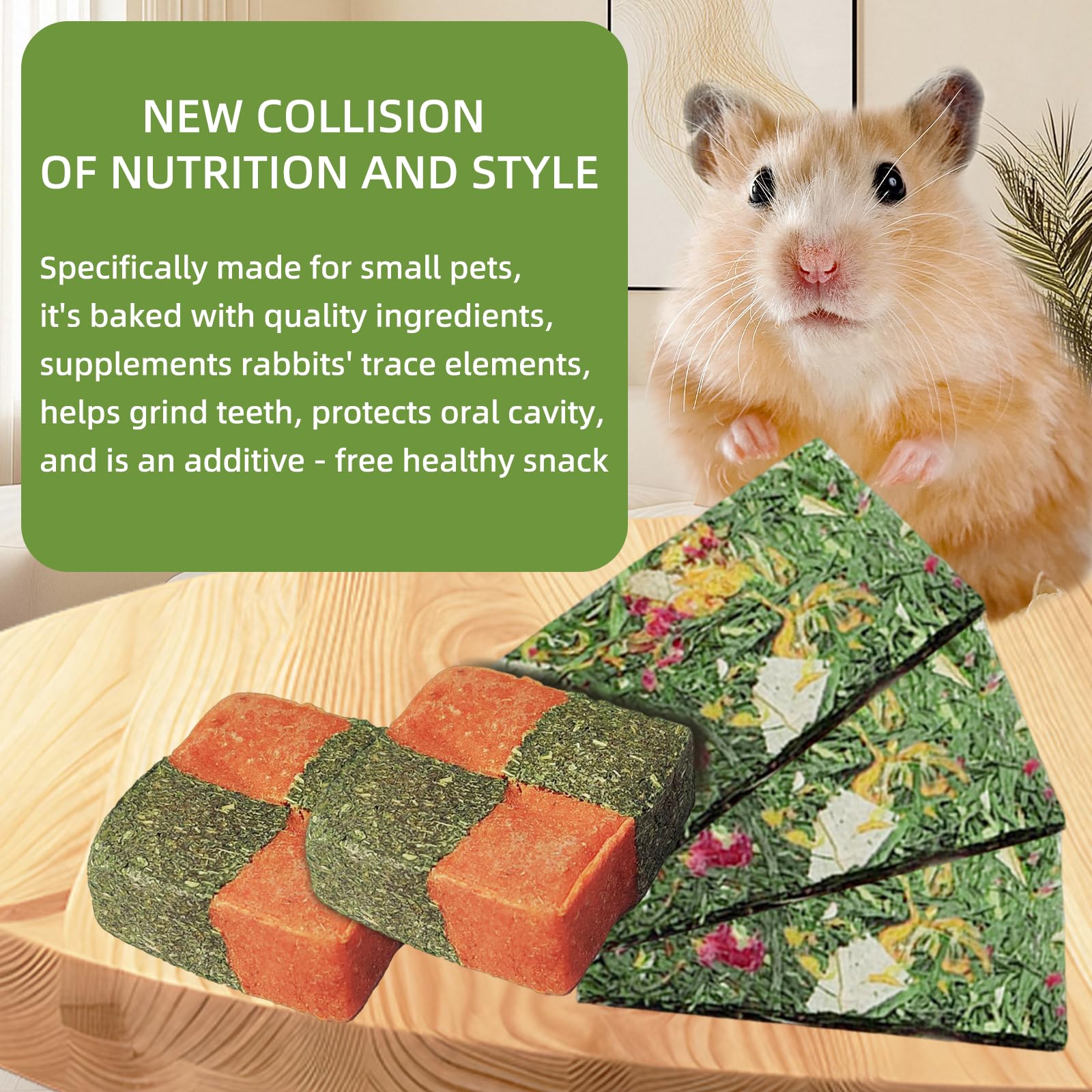 Natural Bunny Chew Toys for Rabbits & Small Pets - Herbal Crisp Chips, Timothy Hay Sticks, Sweet Bamboo & Apple Wood - Safe Hamster Toys for Guinea Pigs, Gerbils & Syrian Pets - Perfect for Indoor Play & Dental Health