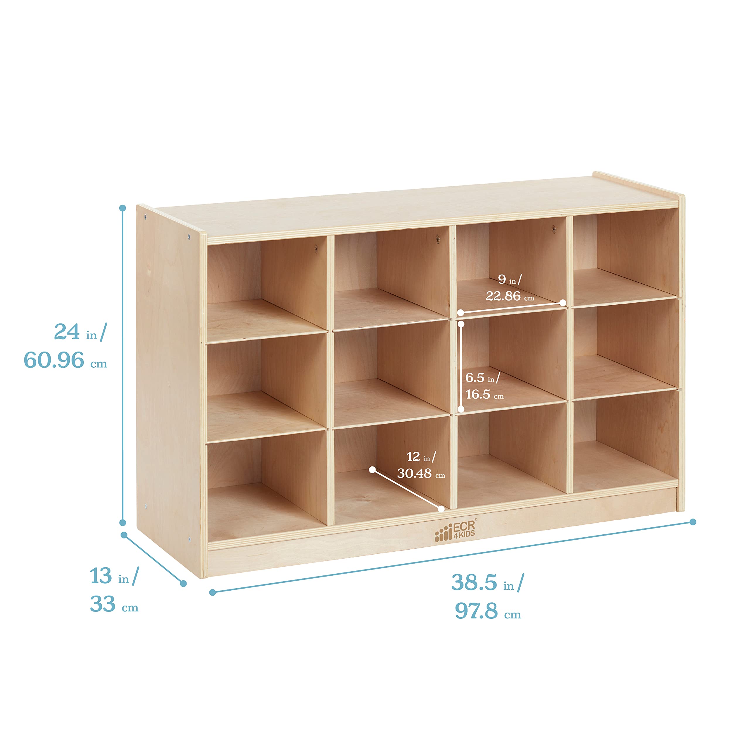 ECR4Kids 12-Cubby Mobile Storage Cabinet with 10 Scoop Front Bins - Classroom Organization, Daycare Storage, Kids Toy Organizer for Playroom & Homeschool