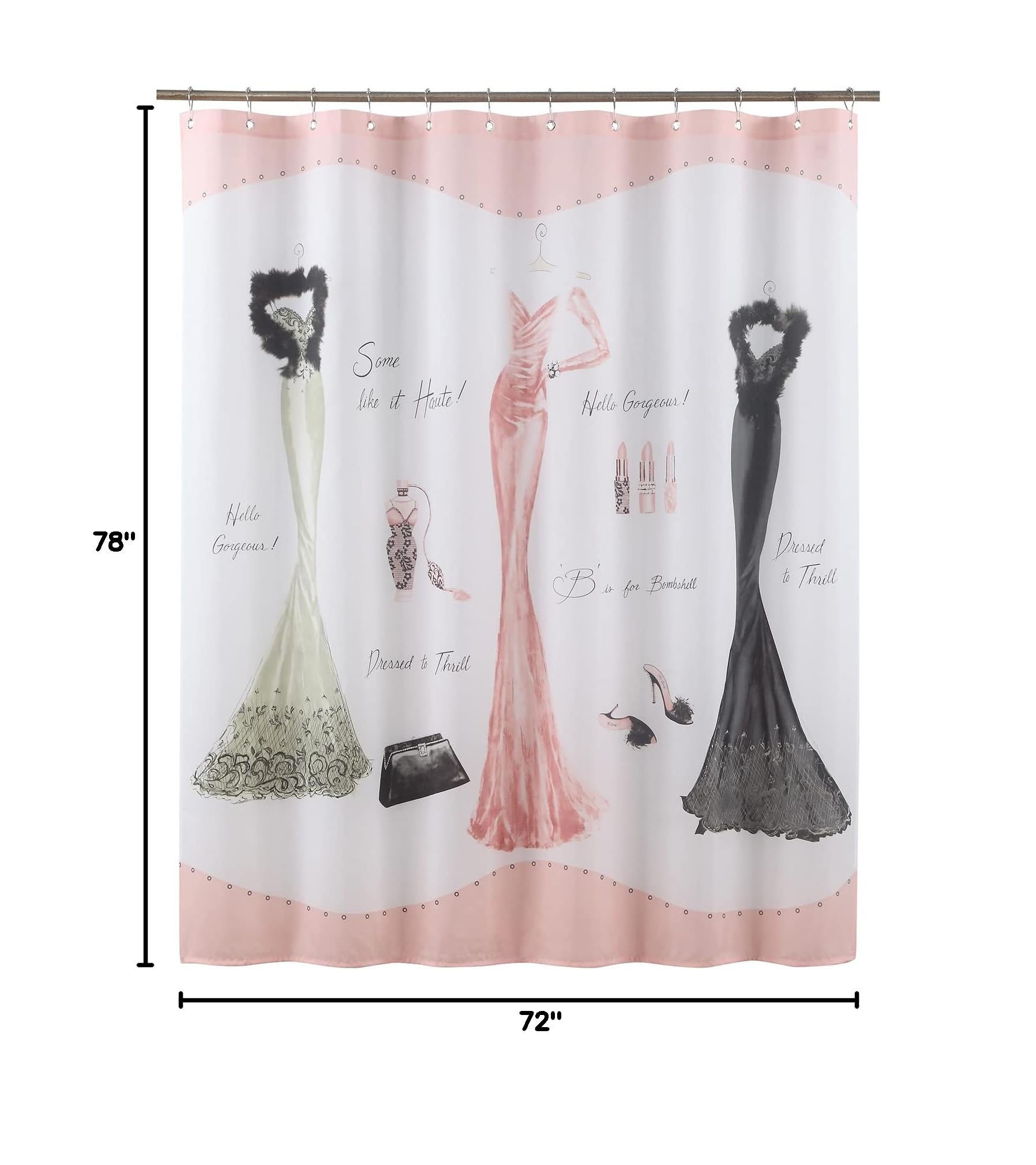 Elegant Pink Shower Curtain - Waterproof Polyester Fabric Bathroom Curtain with Stylish Print, 72x78 Inches - Perfect for Modern Bathrooms, Guest Baths & Spa-Like Showers