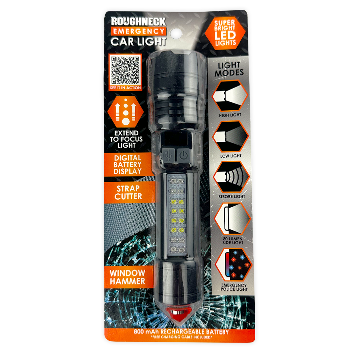 Rechargeable LED Flashlight with Multi-Tool Functions - Perfect for Camping, Hiking, Power Outages & Emergency Survival Kits