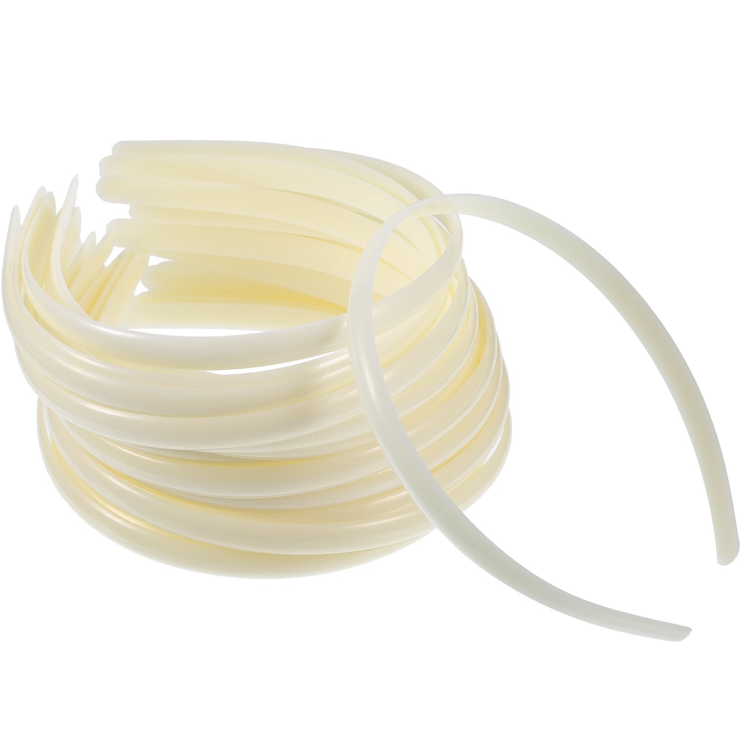 30 Pack 10mm Plain No Teeth Plastic Hair Headbands for Women & Girls - DIY Hair Accessories for Styling, Sports, Work & Everyday Use (White)