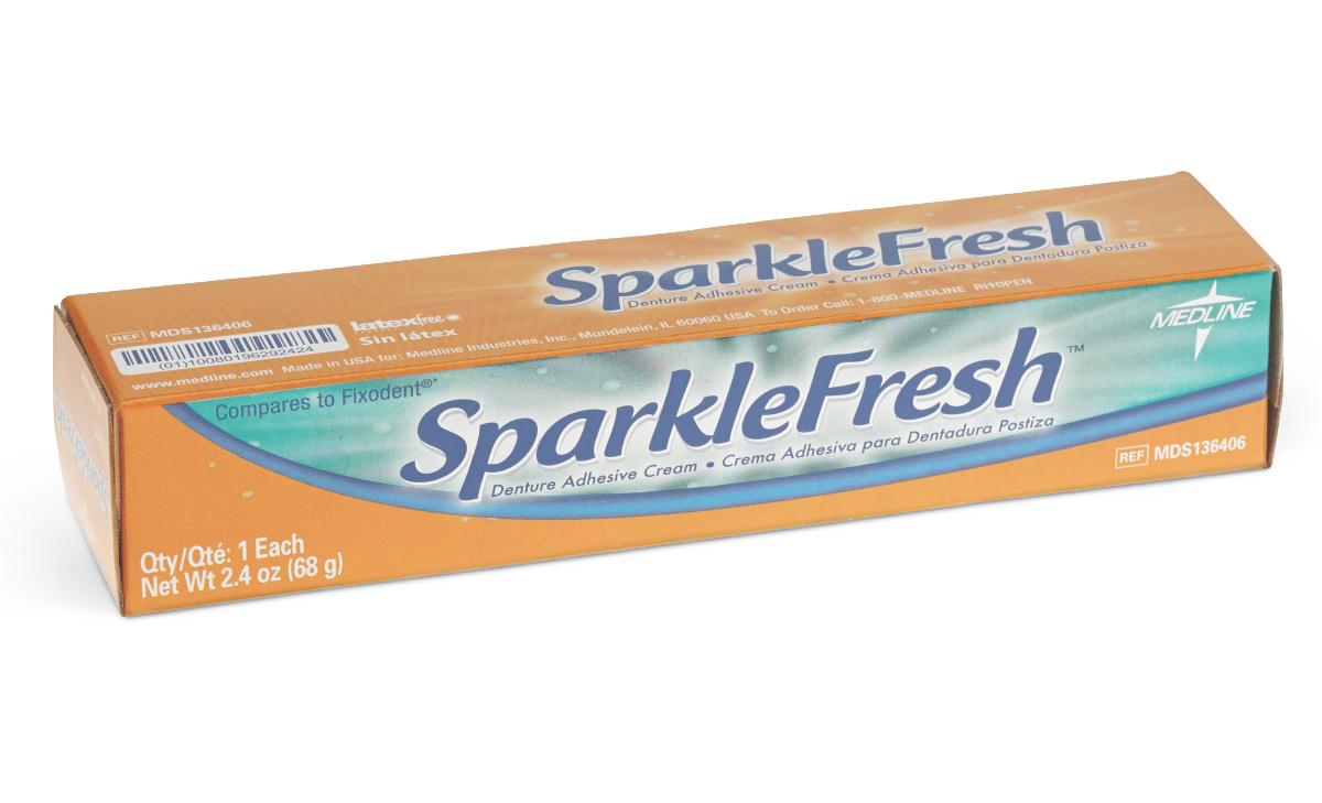 Sparkle Fresh Denture Adhesive Cream - Strong Hold Denture Glue for Secure Fit All Day | Comfortable & Long-Lasting | Ideal for Denture Wearers During Eating, Speaking & Daily Activities