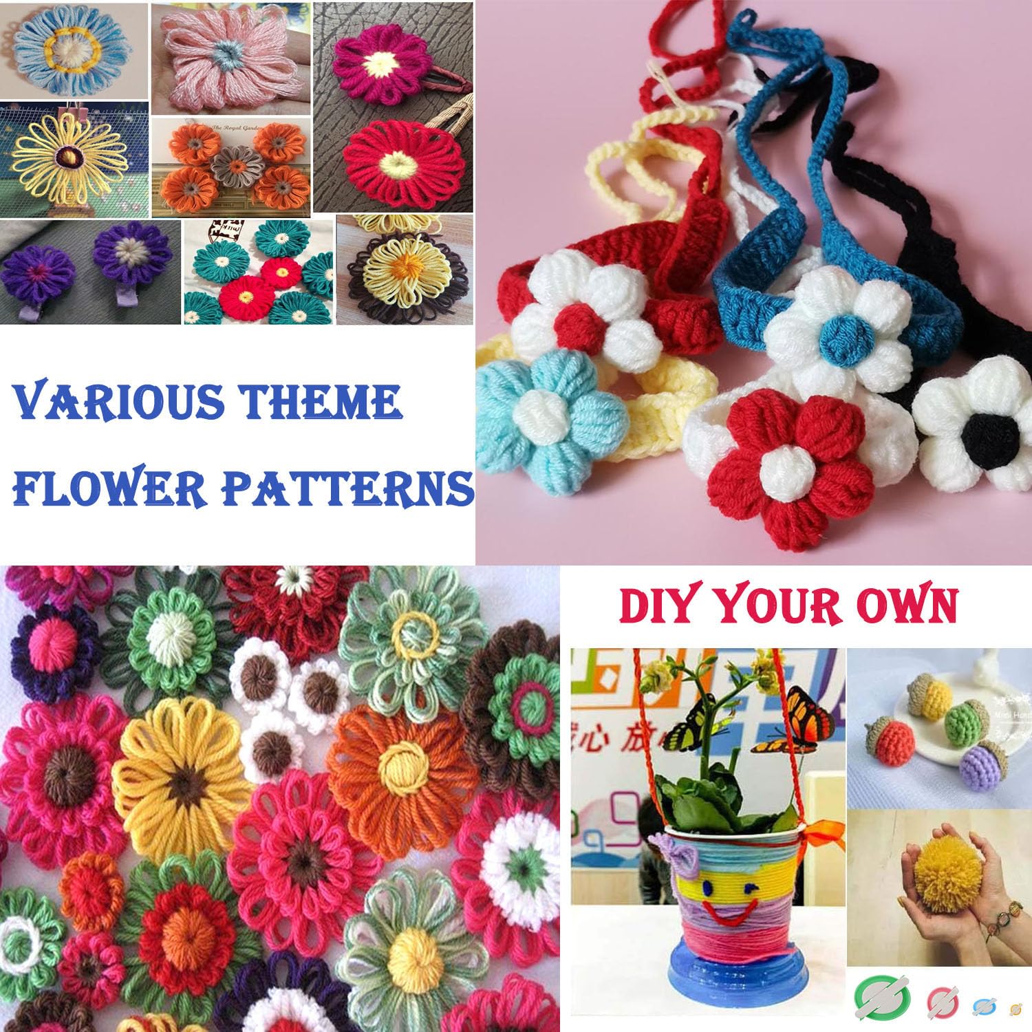8-Piece Weaving Loom Kit with Flower Maker, Pom Pom Maker & Needle - DIY Wool Knitting Ball Maker & Craft Weaving Tools for Beginners - Perfect for Scrapbooking, Home Decor & Handmade Gifts