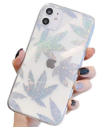 Bling Glitter iPhone 12 Pro Max Case 6.7 Inch | Sparkling Clear TPU Protective Cover with Hemp Design | Shiny Silver Transparent Soft Case for iPhone 12 Pro Max (6.7