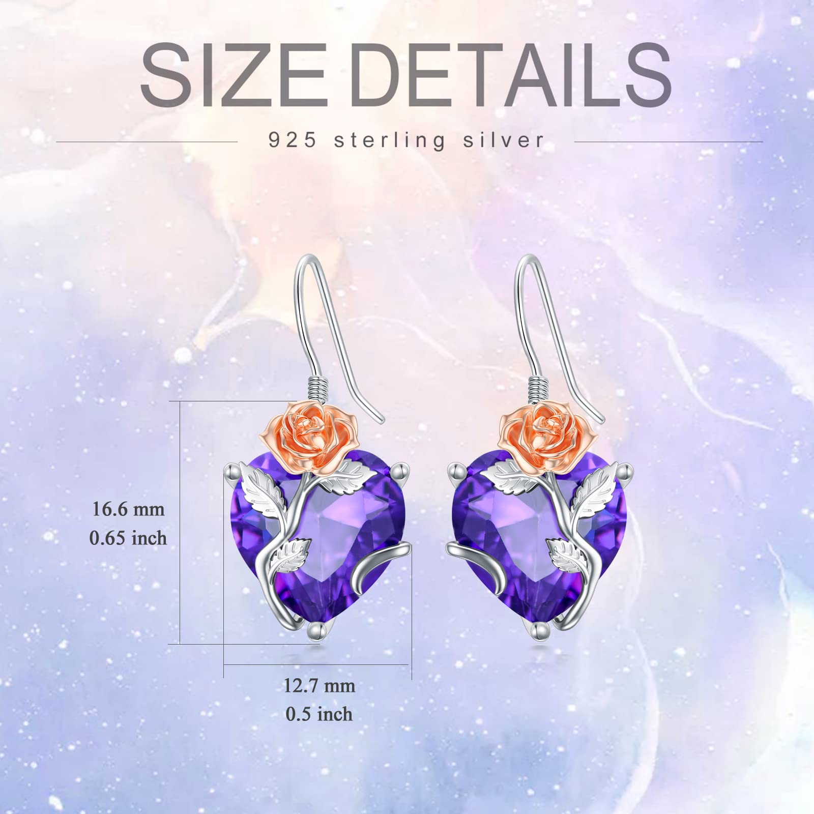TOUPOP Sterling Silver Birth Month Flower Drop Earrings for Women - Crystal Dangle Earrings, Elegant Birthday Jewelry Gifts for Her, Perfect for Parties, Weddings & Everyday Wear