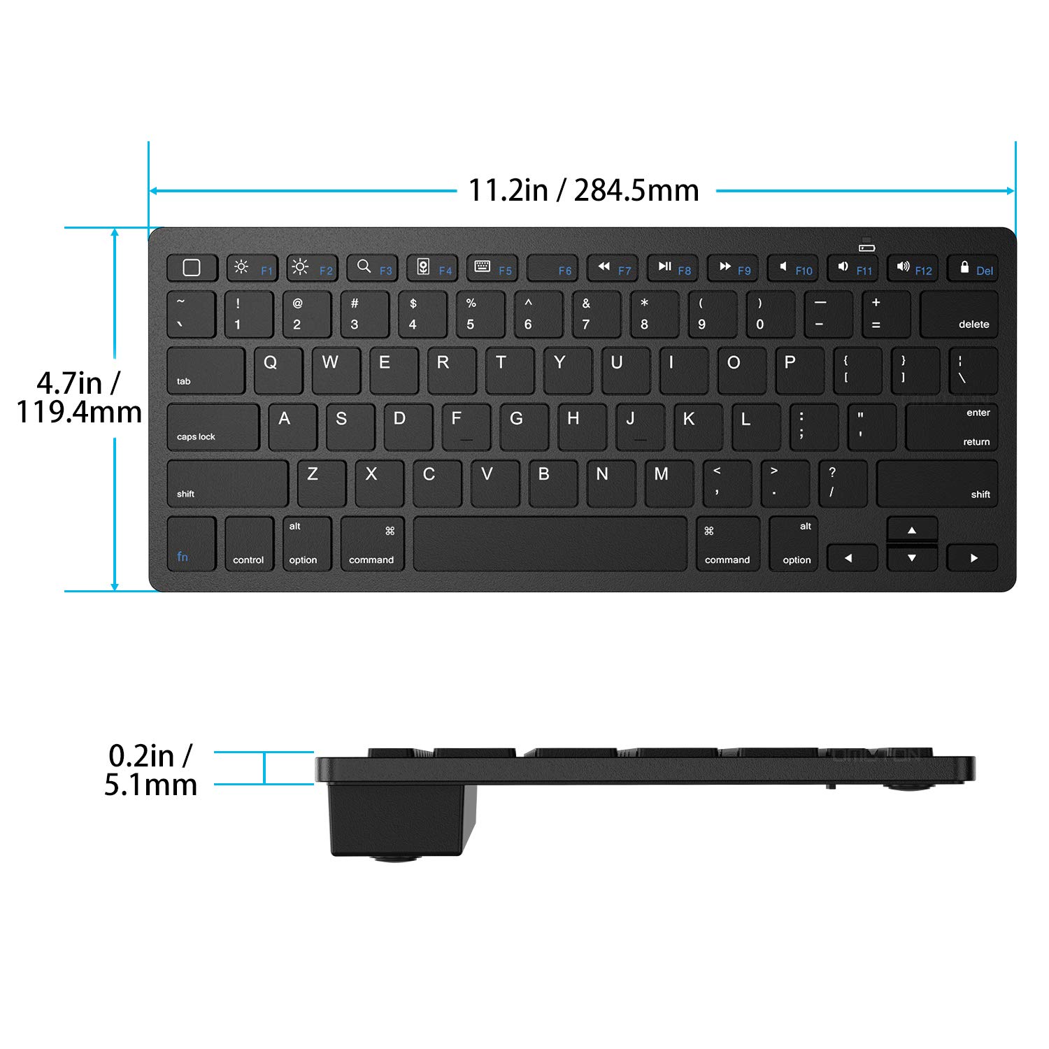 OMOTON Wireless Bluetooth Keyboard Compatible with iPad 10th Gen, iPad Pro 13/12.9/11 inch, iPad Air 13/11 inch, iPad Mini - Slim Portable Keyboard for Typing, Office Work, and Home Use (Black)