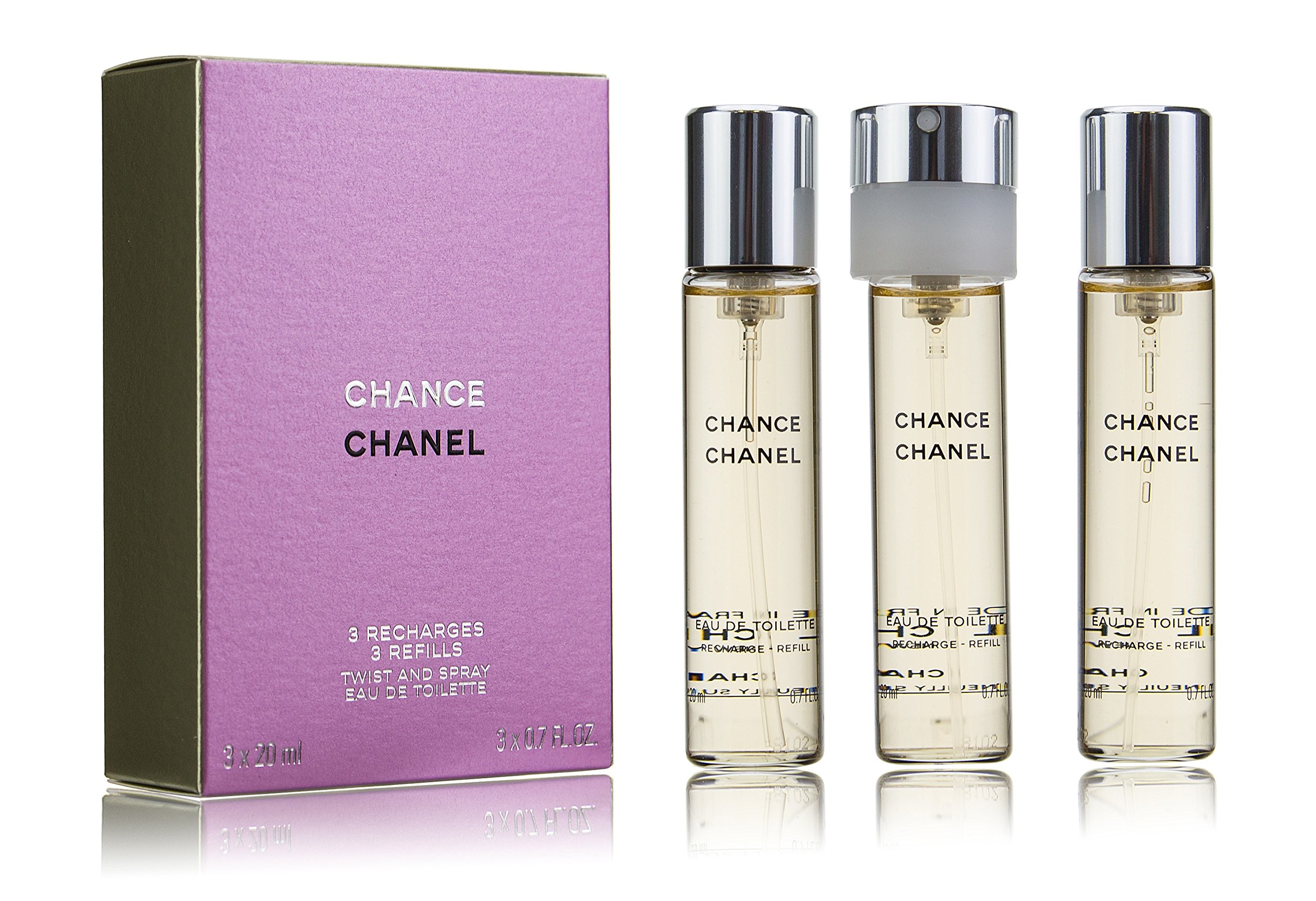CHANCE Eau de Toilette Vaporisateur Twist & Spray Refill 3x20ml - Fresh Floral Fragrance for Women, Day & Night Wear, Gift Idea