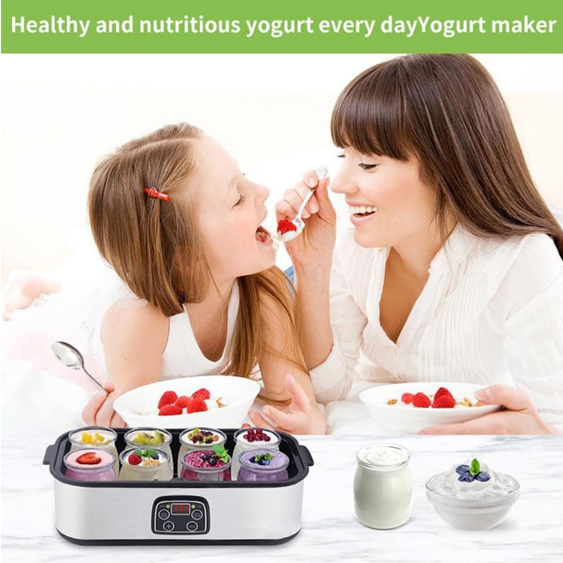 48Oz Electric Yogurt Maker Machine with Adjustable Temperature & Timer - 36-Hour Probiotic Yogurt Maker with Precise Temperature Control - Perfect for Homemade Greek Yogurt, Dairy-Free & Kefir Making at Home