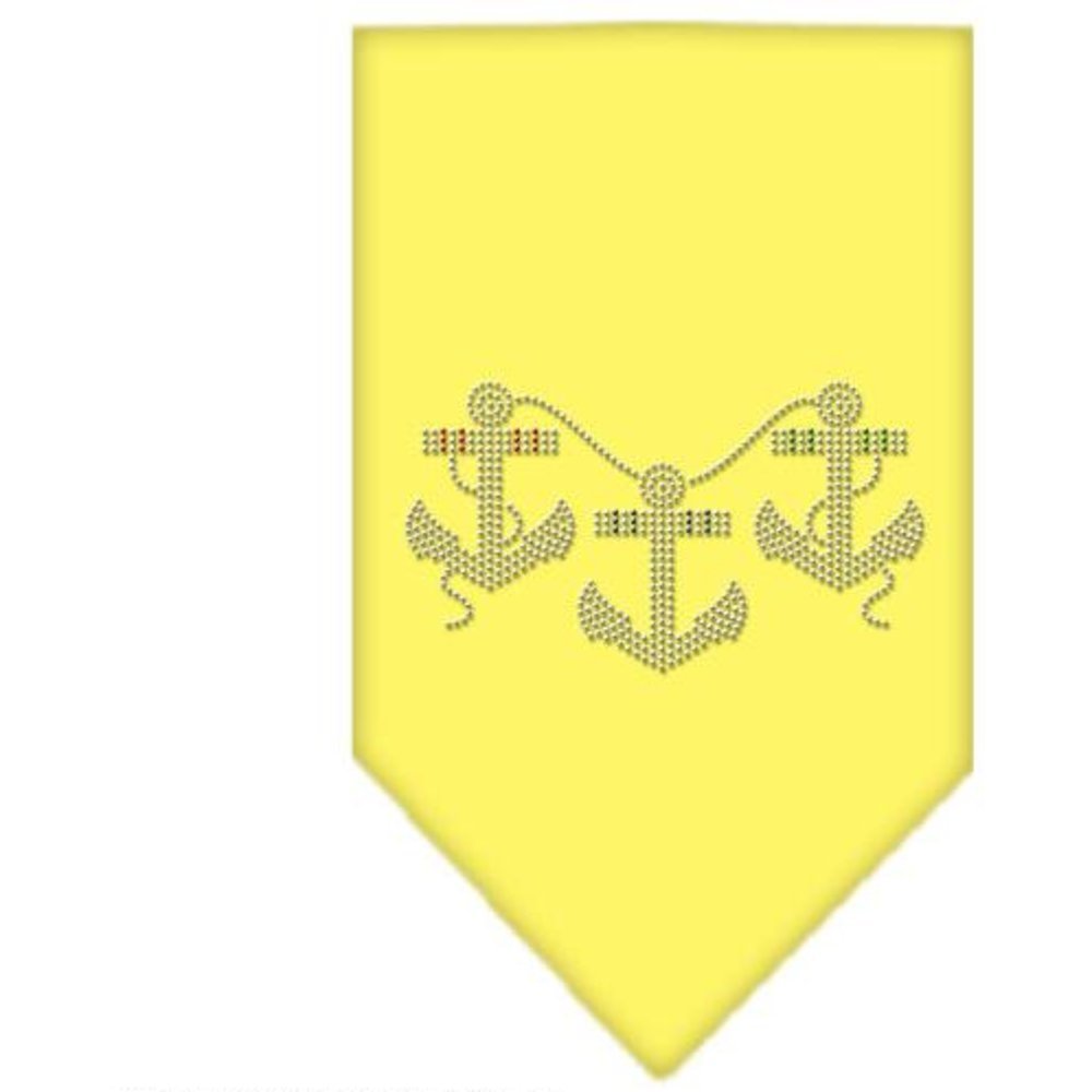 Sparkling Rhinestone Dog Bandana with Anchors Design - Yellow Small Pet Bandana for Dogs & Cats - Perfect for Parties, Holidays & Everyday Fashion