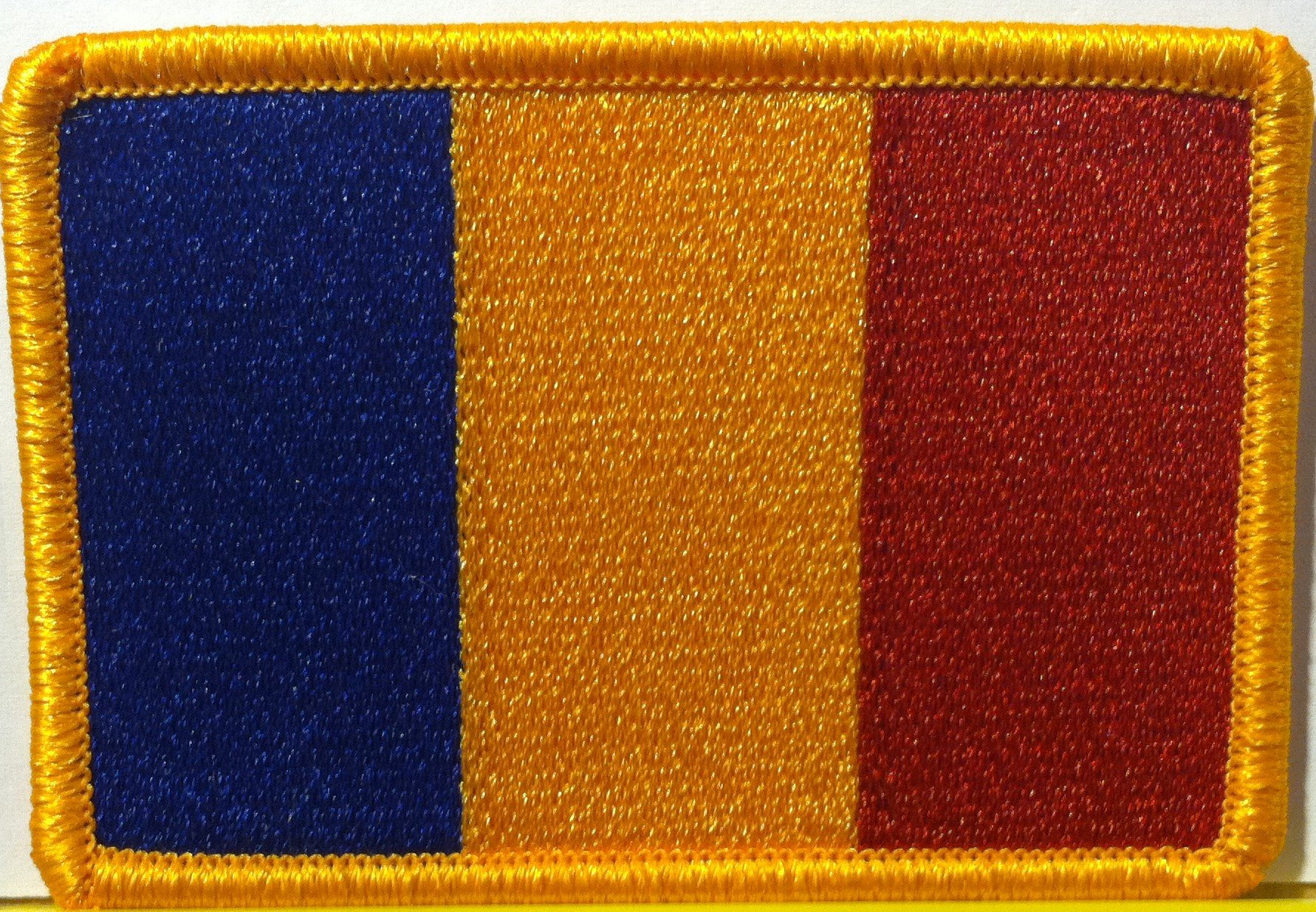 Chad Embroidery Iron-on Patch with Gold Border - Custom Embroidered Badge for Jackets, Bags & DIY Crafts | Vintage Style Sew-on Applique for Clothing & Accessories