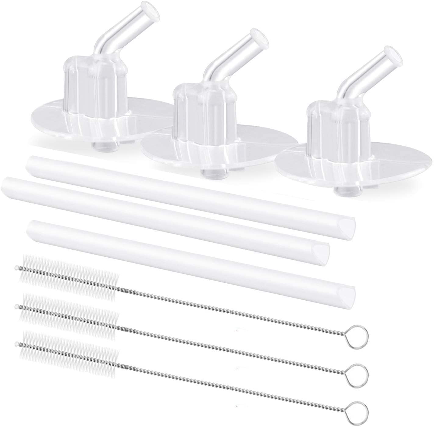 3-Pack Replacement Straws for Thermos Funtainer 12oz Bottle with 3 Cleaning Brushes - BPA-Free, Dishwasher Safe Drinking Straws for Kids & Adults - Perfect for School, Travel, Sports & Outdoor Activities