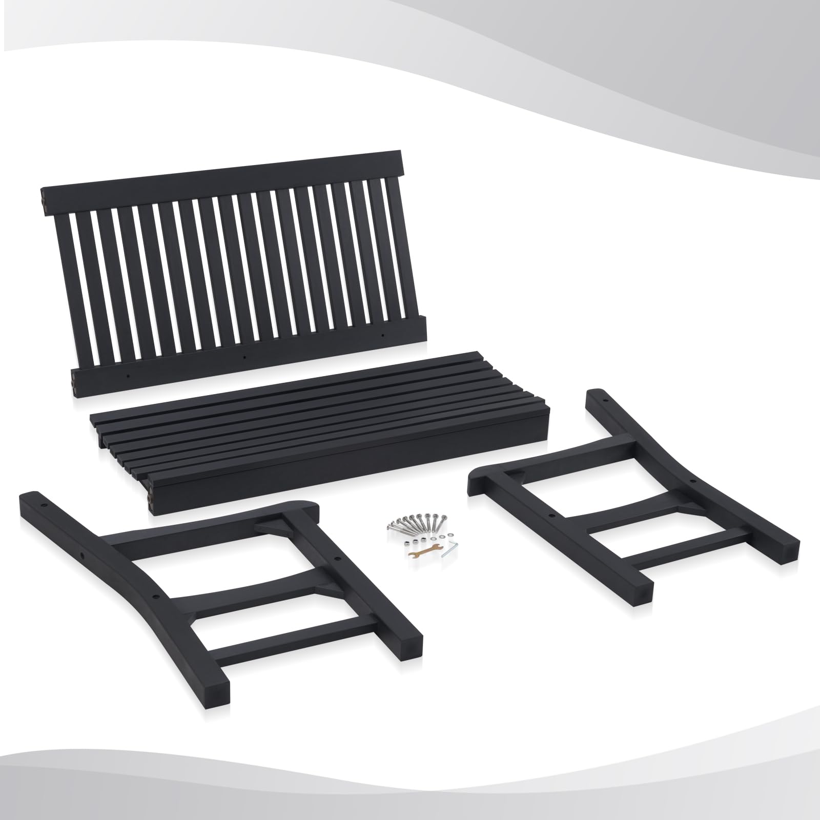 Psilvam 2-Person Poly Lumber Garden Bench - Weatherproof Outdoor Patio Bench That Never Rots - Perfect for Gardens, Porches & Parks - Durable Memorial Bench (Black) - Ideal for Relaxing in Your Backyard or as a Thoughtful Gift