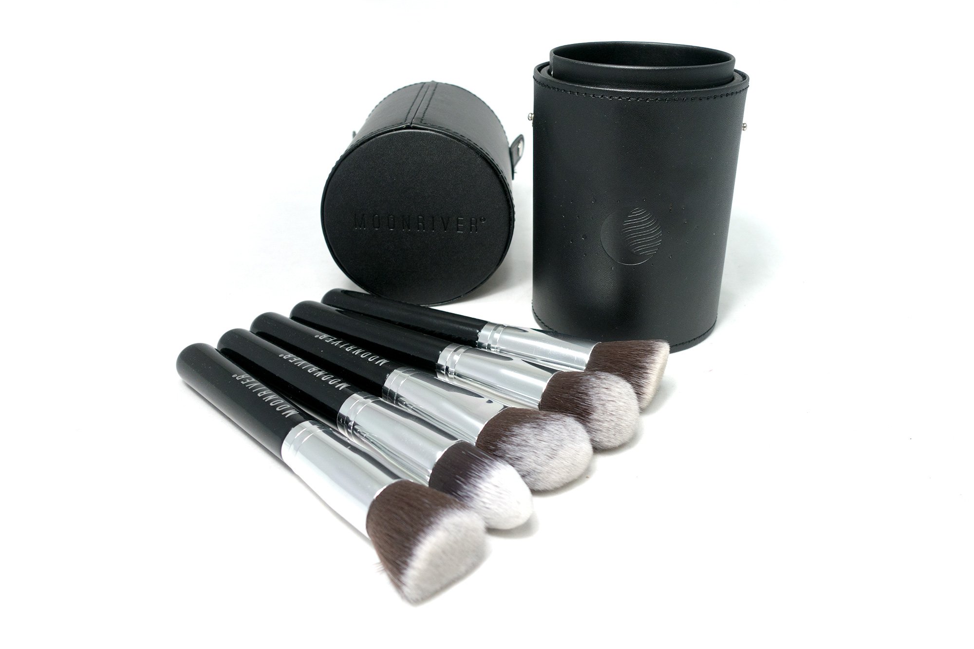 Premium 5-Piece Kabuki Makeup Brush Set with Travel Case - Professional Makeup Brushes for Foundation, Blush & Powder Application - Perfect for Home, Travel & Professional Makeup Artists