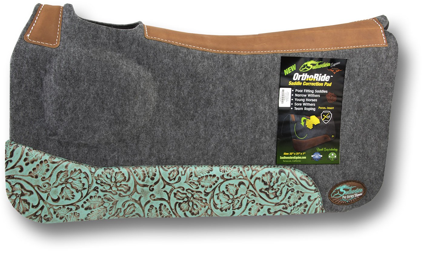 OrthoRide Correction Western Saddle Pad - Premium USA-Made Wool Padding for Horse Comfort & Spine Alignment - Perfect for Trail Riding, Training & Show Competitions