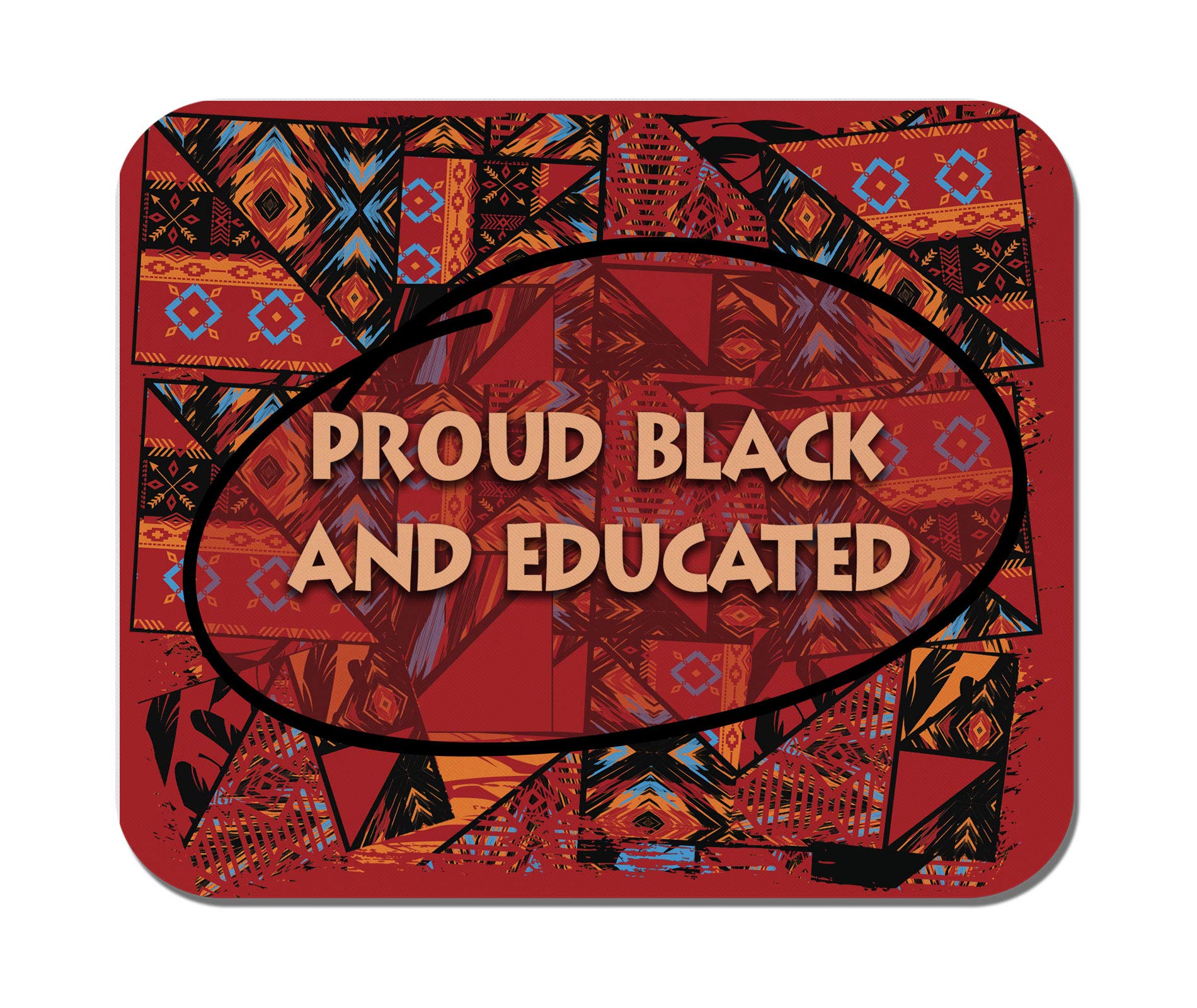 Makoroni - Proud Black and Educated Africa African Non-Slip Rubber Mouse Pad for Computer, Gaming & Office Use - Perfect for Workstations, Home Desks and Professional Setups