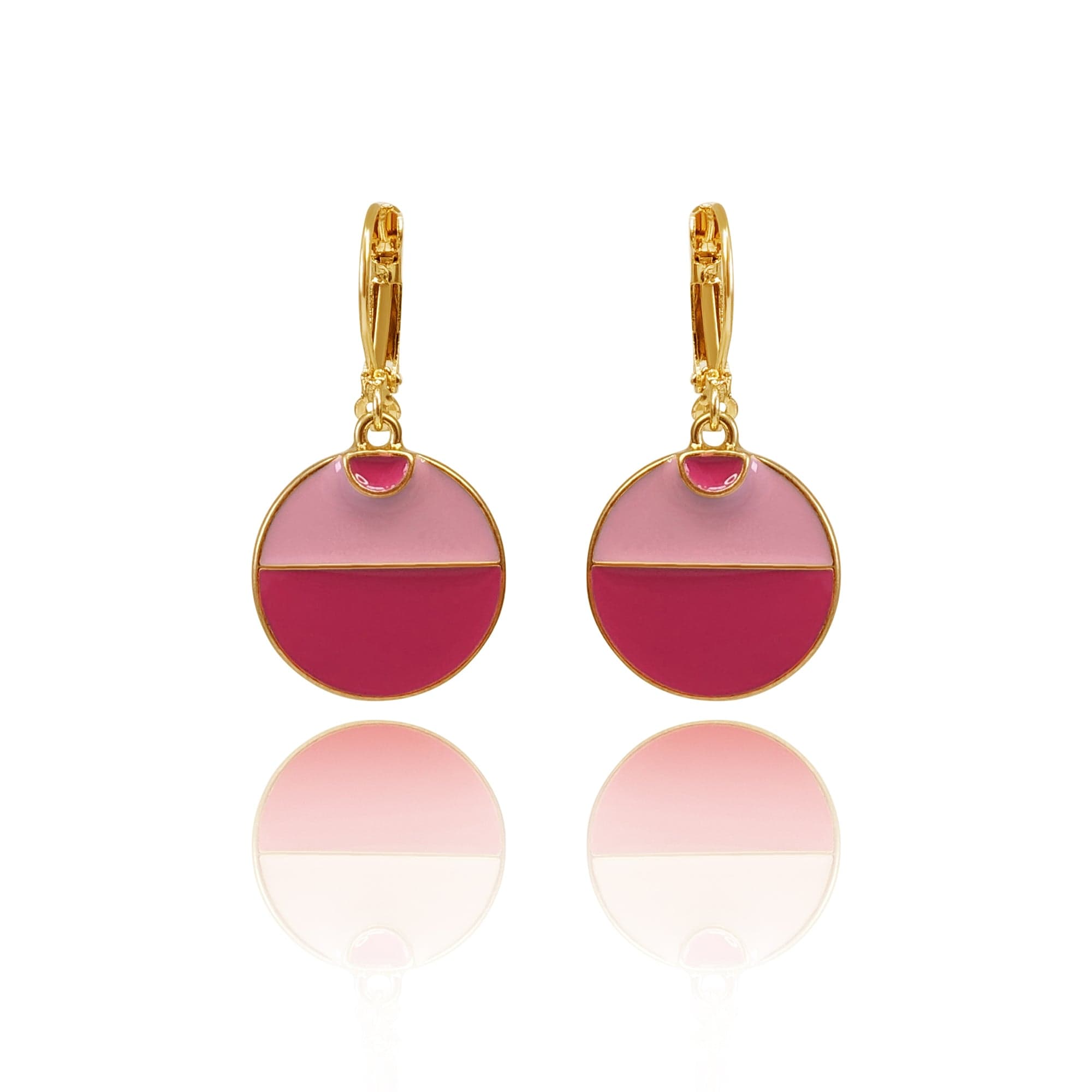 Vintage 1950s Two-Tone Pink Disc Drop Earrings - Retro Pink Enamel Dangle Earrings for Women | Perfect for Parties, Weddings & Vintage Fashion Outfits