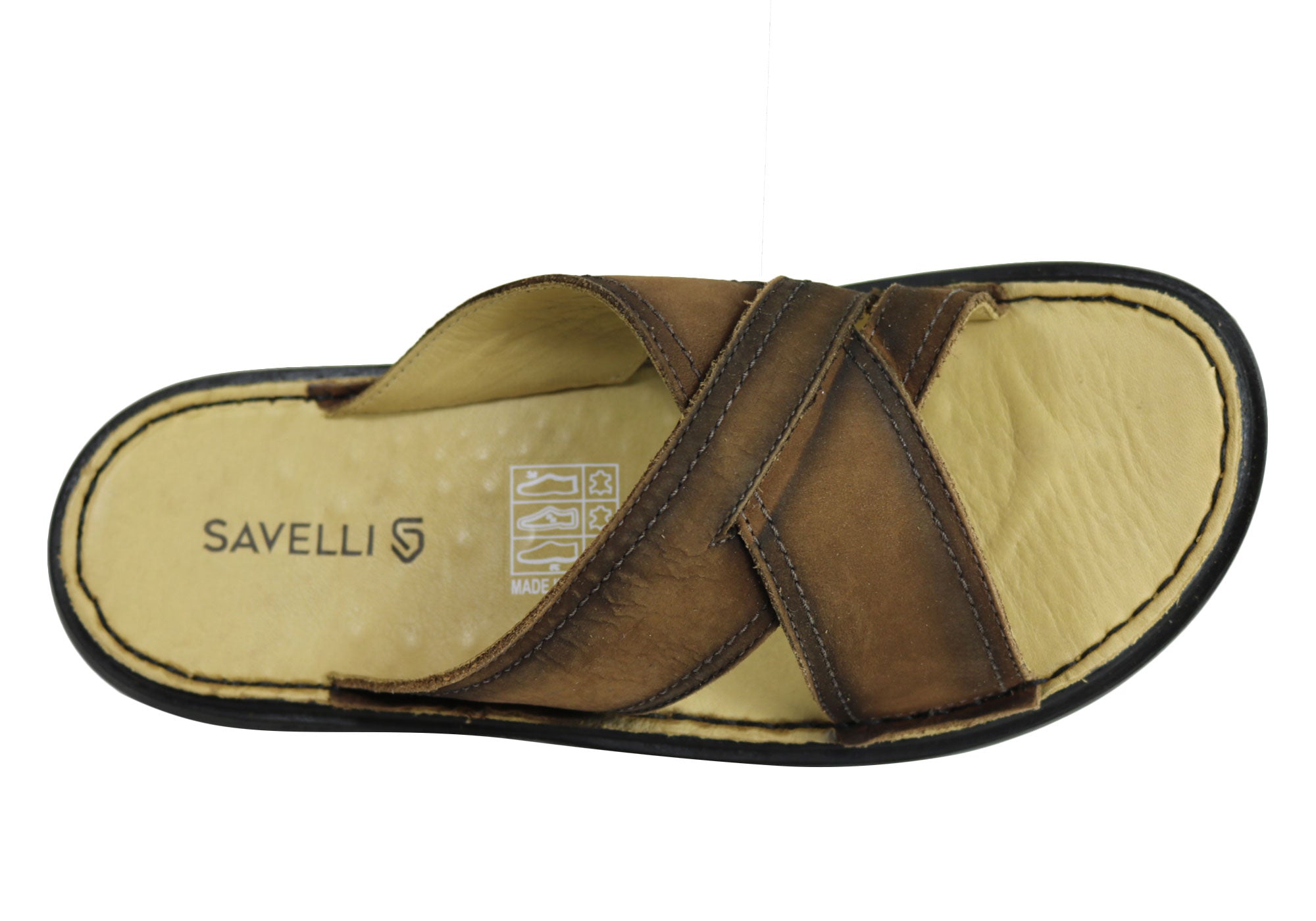Savelli Kobes Men's Leather Comfort Slide Sandals - Handmade in Brazil - Premium Casual & Beach Footwear for Summer