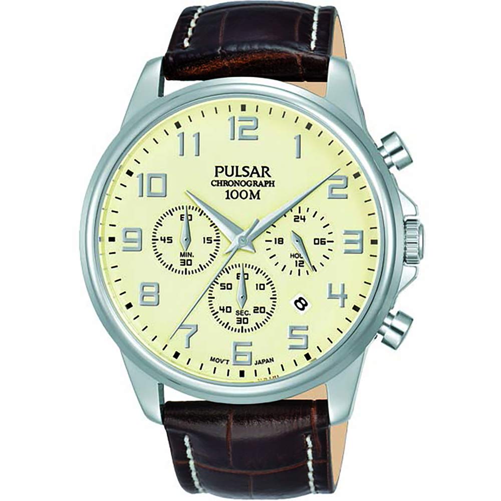 Pulsar PT3955 Men's Stainless Steel Watch - Waterproof, Chronograph, Date Display - Perfect for Business, Casual & Outdoor Activities