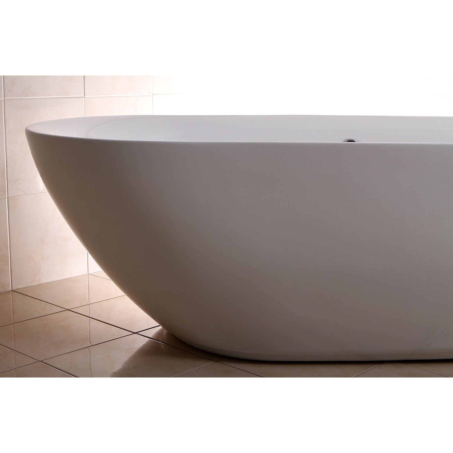 Aqua Eden VTDE713321 71-Inch Glossy White Acrylic Oval Freestanding Bathtub with Drain - Double Ended Soaking Tub for Luxury Bathrooms & Spa Retreats