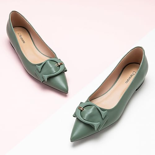 C.Paravano Women's Ballet Flats - Pointed Toe Leather Slip-On Shoes for Work & Everyday Comfort | Elegant Office Flats, Casual Walking Shoes & Professional Dress Shoes for Women