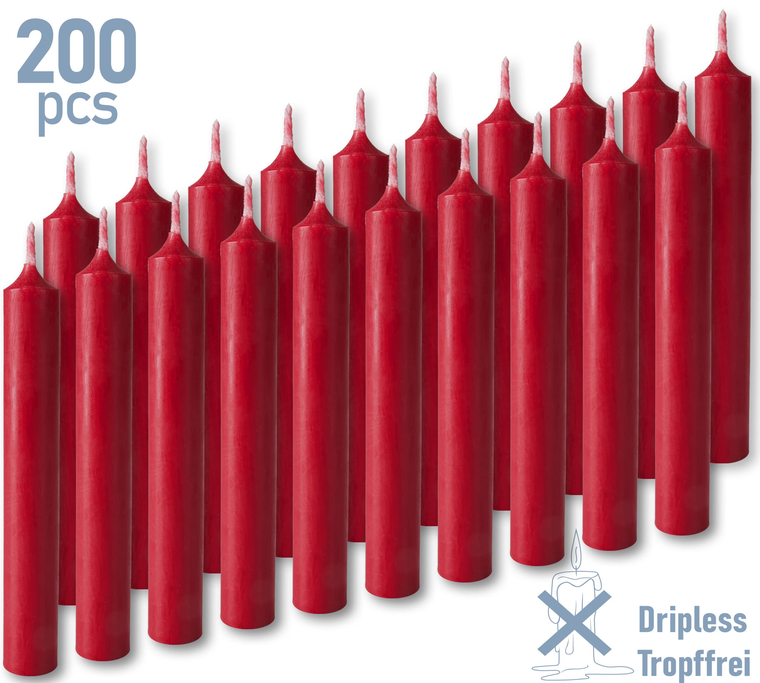 BRUBAKER Mini Taper Candles 200pcs - Dark Red Bordeaux - 3.75