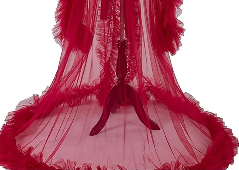 Elegant Women's Maternity Robe - Soft Bridal Lingerie for Photoshoots, Weddings & Special Occasions | Comfortable Nightgown & Illusion Scarf for Pregnancy Photos, Bridal Showers & Honeymoon Nights