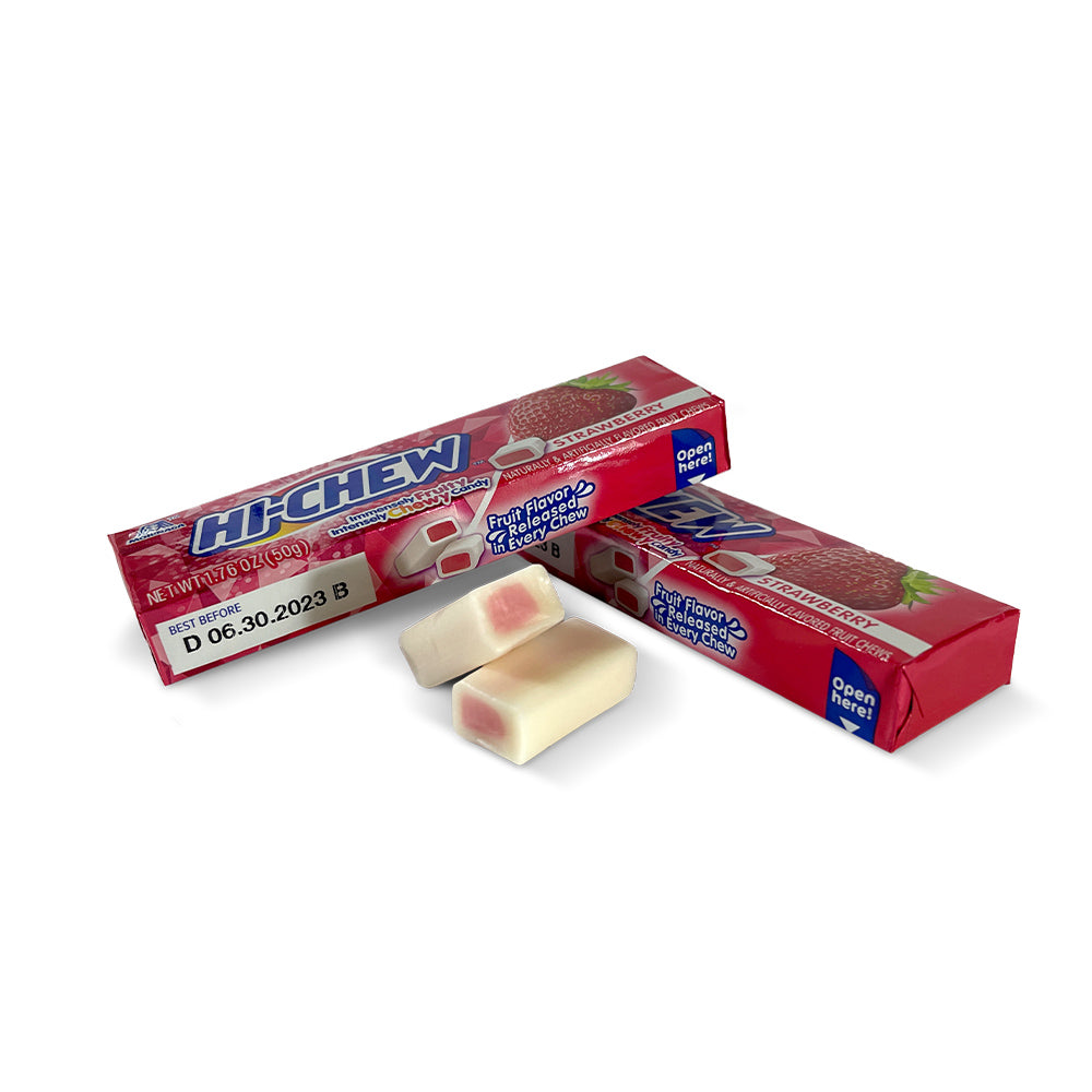 Hi Chew Strawberry Flavor Chewy Candy - 15 Count Box | Japanese Soft Candy for Snacking, Lunch Box Treats & Party Favors