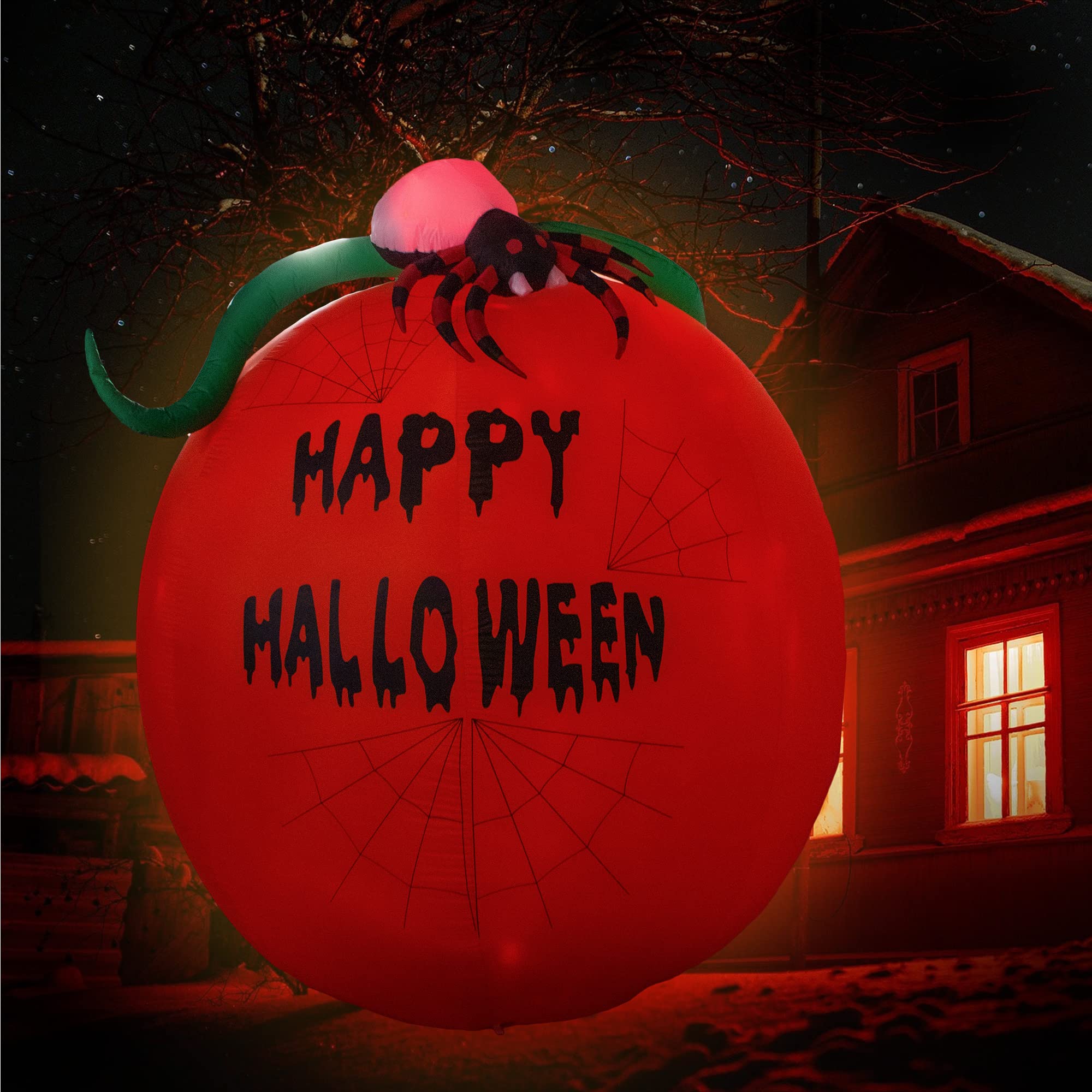 10ft Halloween Inflatable Pumpkin with LED Lights - Outdoor/Indoor Decor, Giant Spider Pumpkin Yard Inflatable for Holiday, Lawn, and Home Decoration | Perfect for Halloween Parties, Front Yard Displays & Spooky Night Lighting
