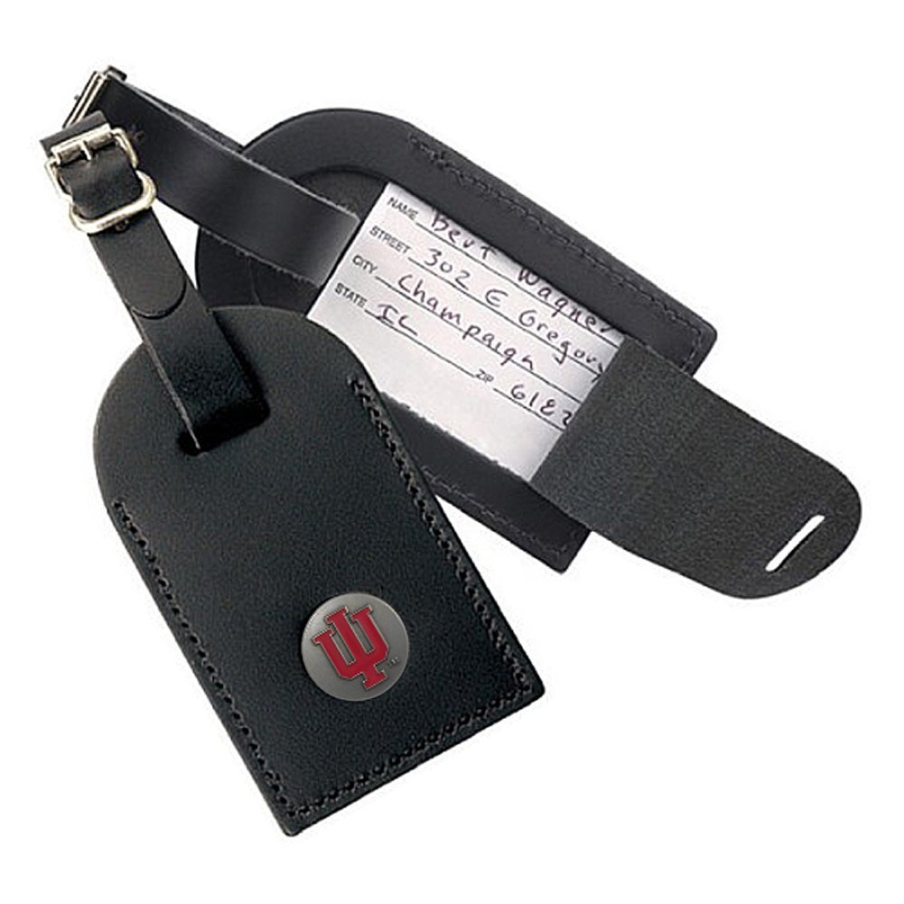 Indiana University IU Black Leather Luggage Tag - Personalized Travel Accessory for Alumni & Fans - Perfect for Suitcases, Backpacks, and Carry-Ons