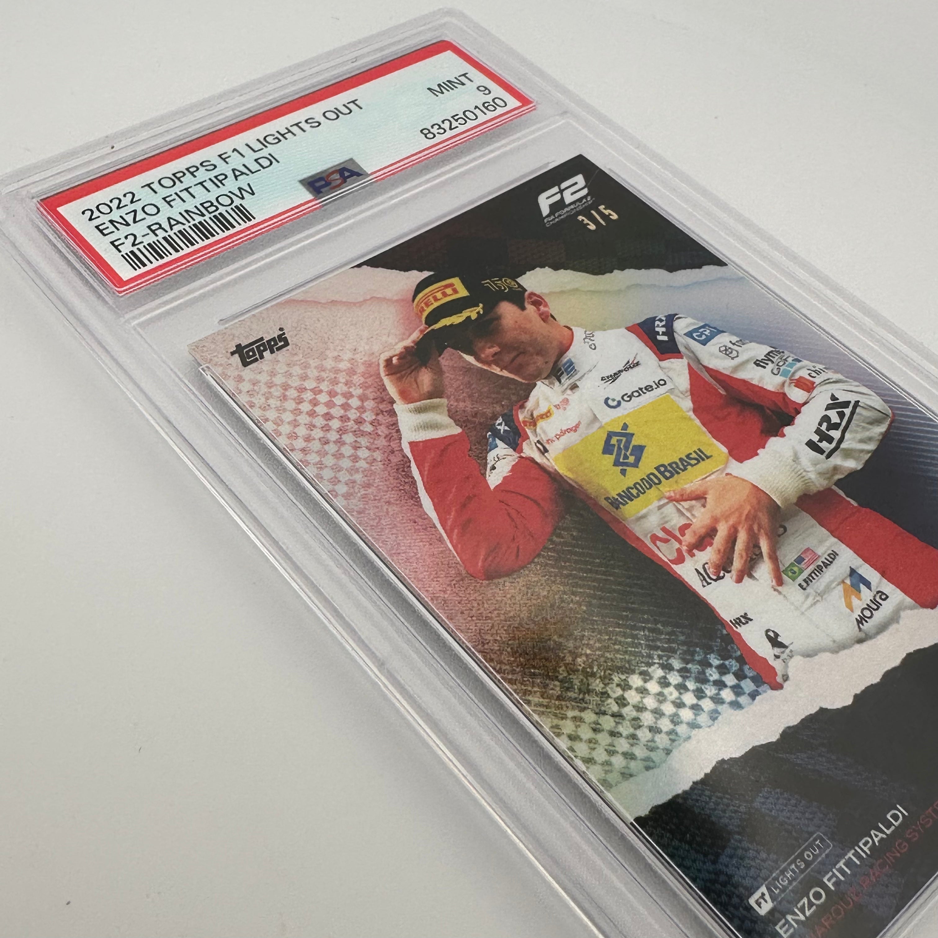 PSA 9 Enzo Fittipaldi F2 Rainbow Parallel Trading Card - Rare Collectible for Motorsport Fans & Card Investors | Perfect for Display, Trading, and Portfolio Diversification