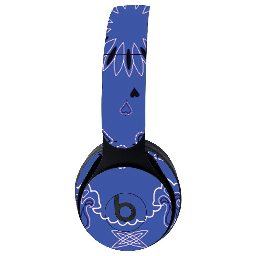 MightySkins Protective Vinyl Wrap Cover for Beats Solo Pro Wireless Headphones - Blue Bandana Design | Durable, Customizable & Easy to Apply Skin | Made in USA | Perfect for Travel, Workouts & Personalization