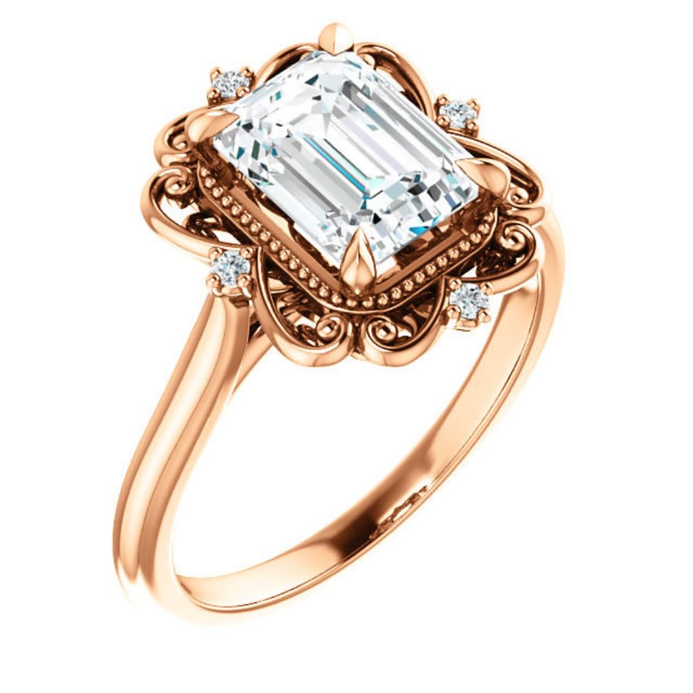 1-3 CT Emerald Cut Moissanite Engagement Ring Set for Women - Vintage Style Solitaire Halo Wedding Ring in 925 Silver/10K/14K/18K Gold - Anniversary & Promise Gift - Perfect for Proposals, Weddings & Special Occasions