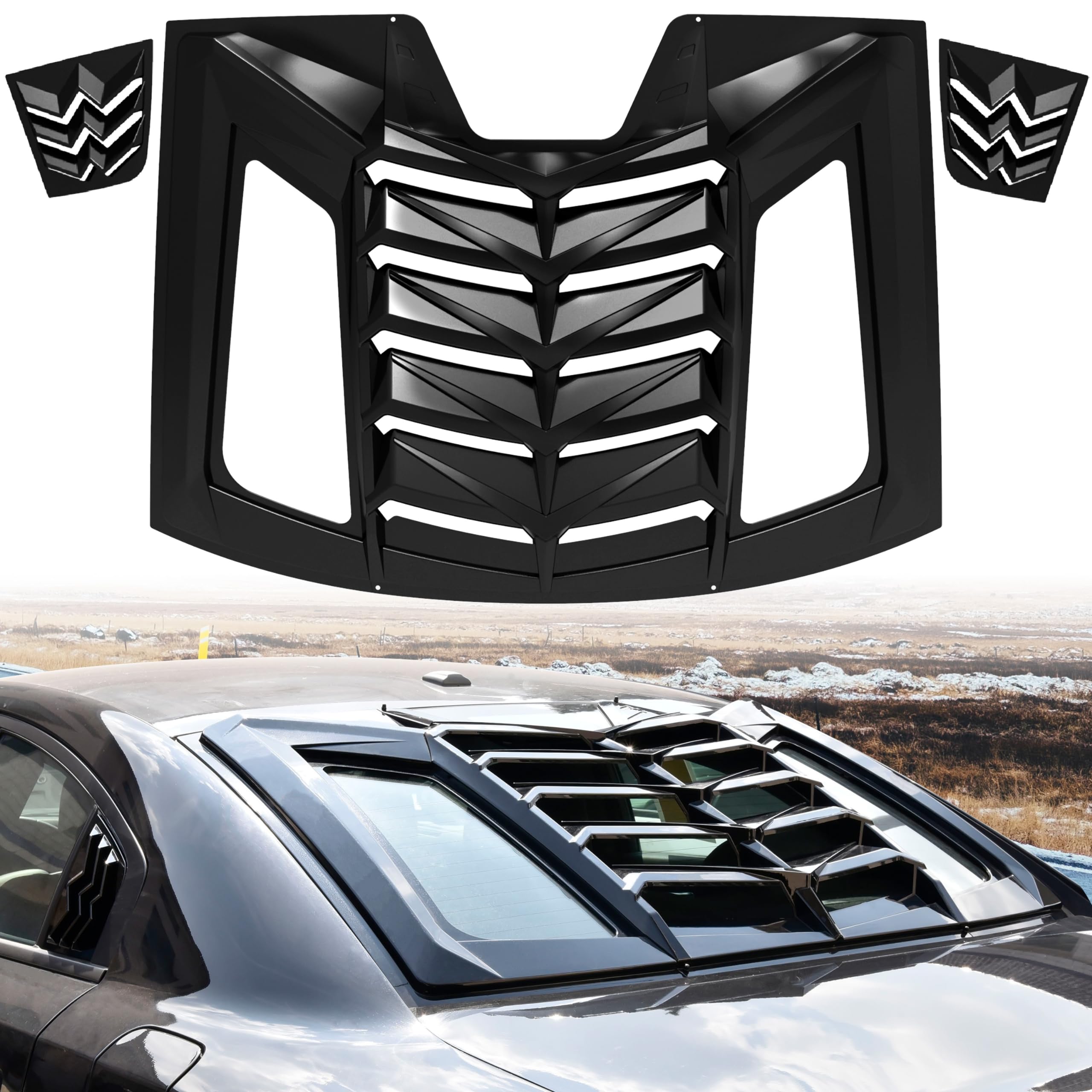 KEWISAUTO Gloss Black Rear & Side Window Louvers for 2011-2023 Dodge Charger | Windshield Sunshade Cover & Vent Accessories | Perfect for Street Racing & Car Shows