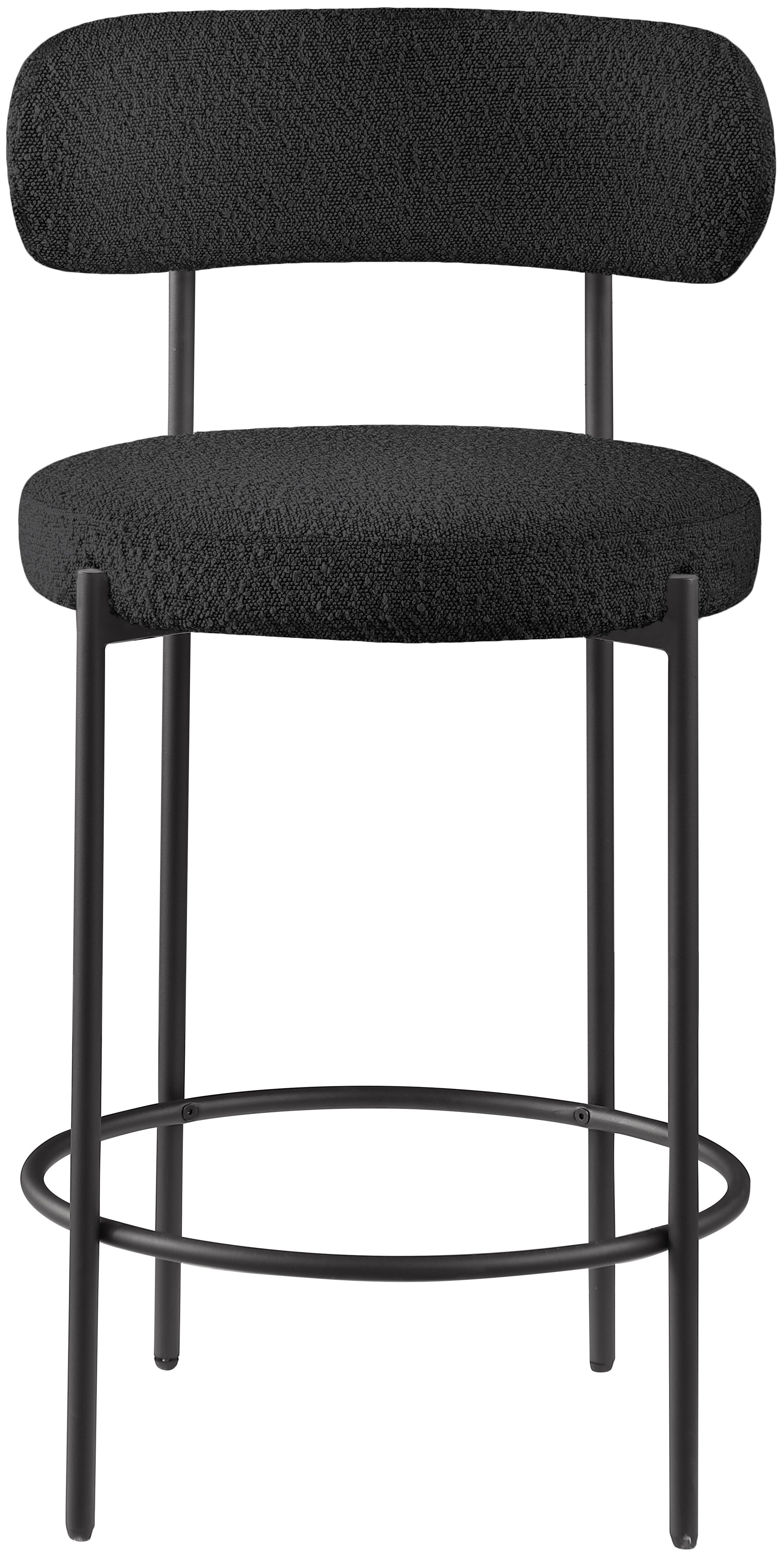Beacon Boucle Fabric Stool - Modern Round Accent Chair with Soft Textured Upholstery for Living Room, Bedroom & Office Decor