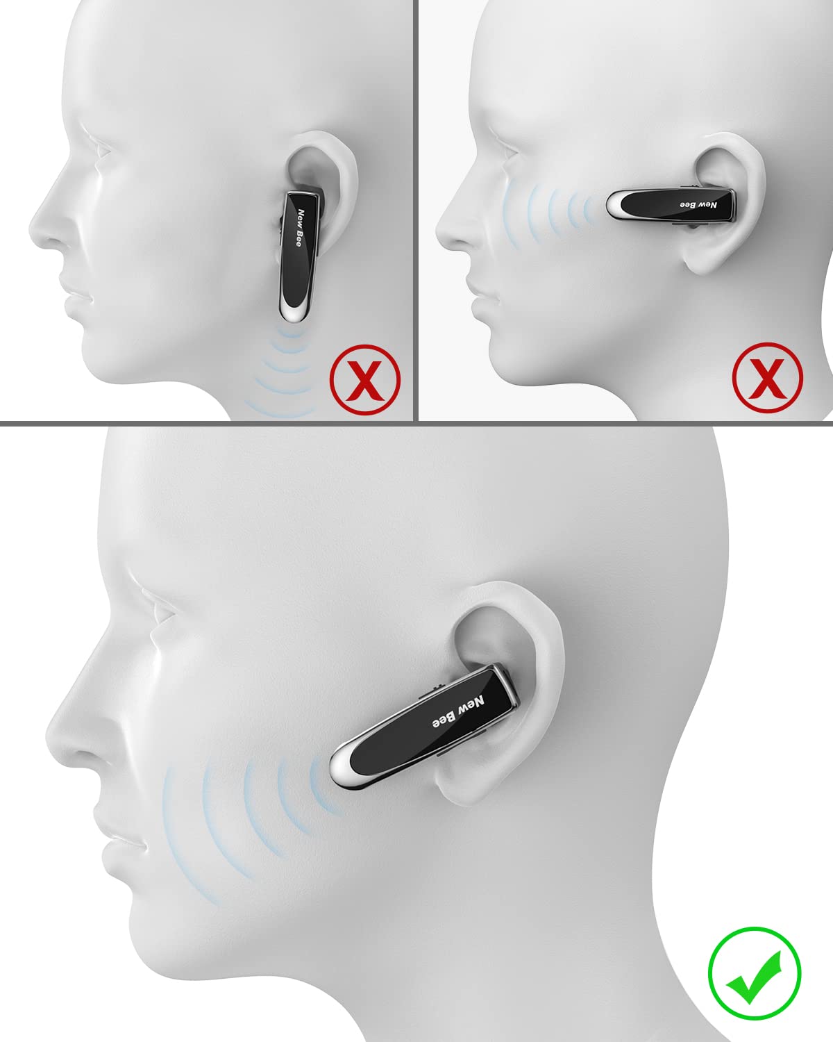 [2 Pack] Bluetooth 5.0 Wireless Earpiece Headset with Microphone - 24H Battery Life, 60 Days Standby - Hands-Free Driving Headset for iPhone, Android, Samsung - Perfect for Commuting, Trucking & Business Calls