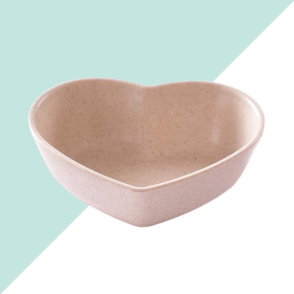 DOITOOL 4-Piece Small Heart-Shaped Saucer Plates Set - Eco-Friendly Wheat Straw Mini Sauce Dishes for Sushi Soy Dipping, Condiments, Jam, Snacks - Perfect for Home, Restaurants & Party Serving (Beige)