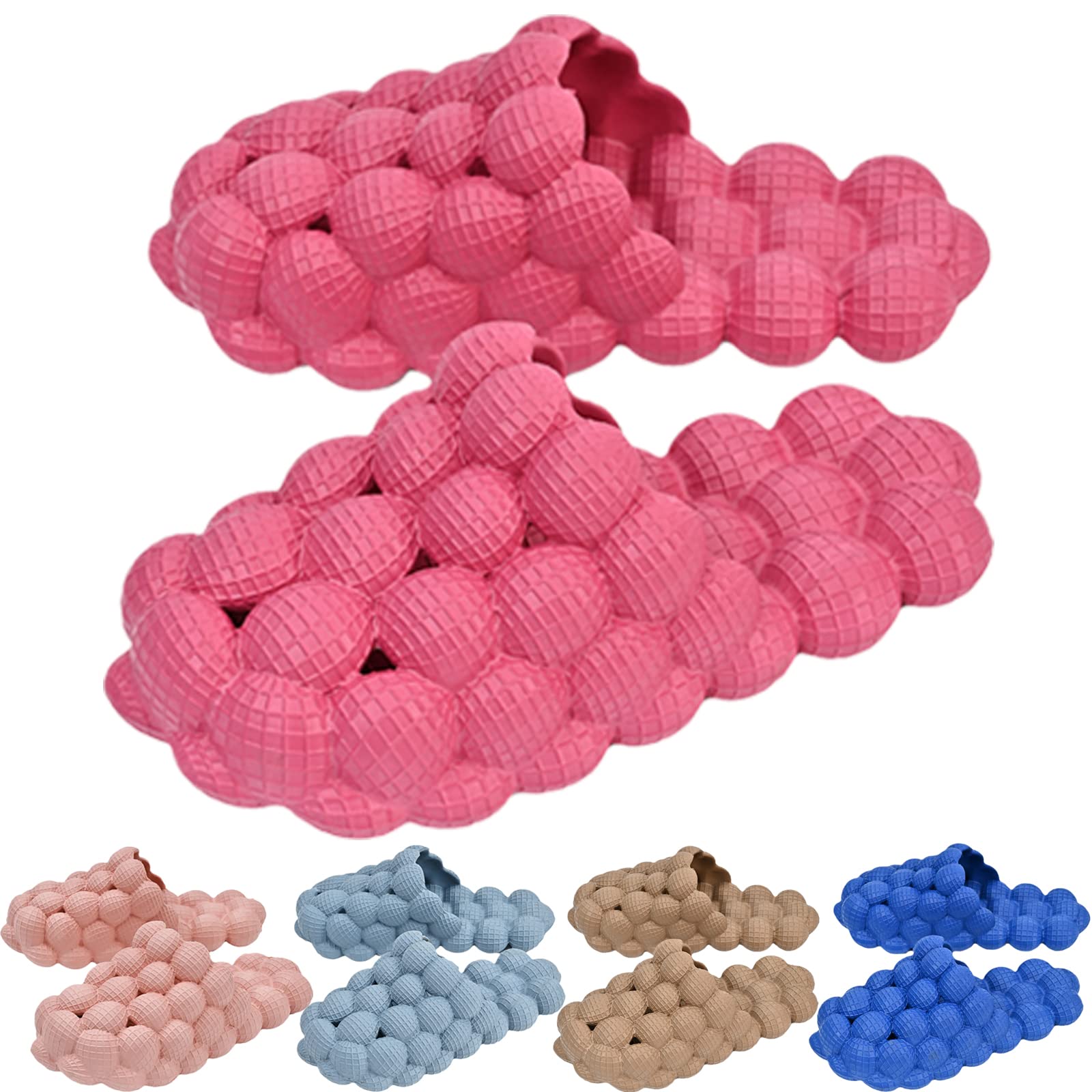 Women's Funny Lychee Pillow Massage Bubble Slides - Non-Slip Spa Slippers for Beach, Shower, Gym & Bedroom | Super Soft Sandals for Relaxation & Comfort